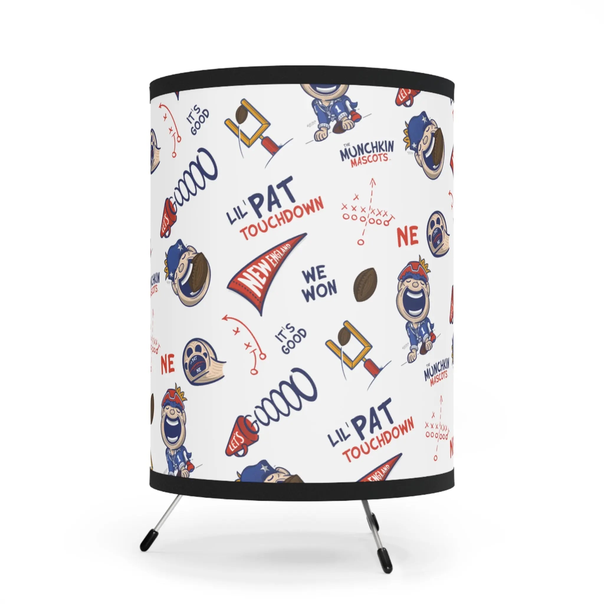 Tripod Lamp with High-Res Printed Shade, US\CA plug - Pattern - Lil' Pat NE Football Printify