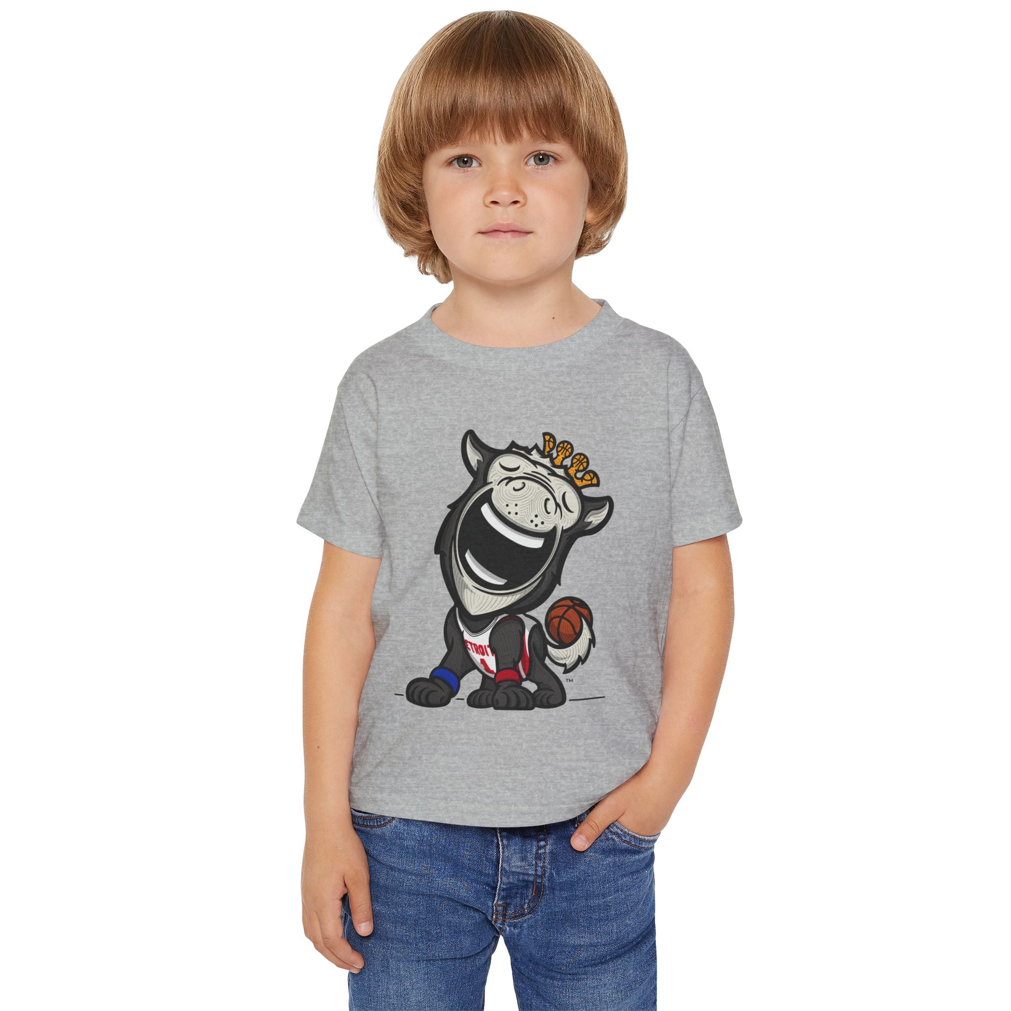 Detroit Basketball Toddler Tshirt Lil' Hooper 'Home/Away Mascot' | Hand-Drawn Art | Gifts for Kids