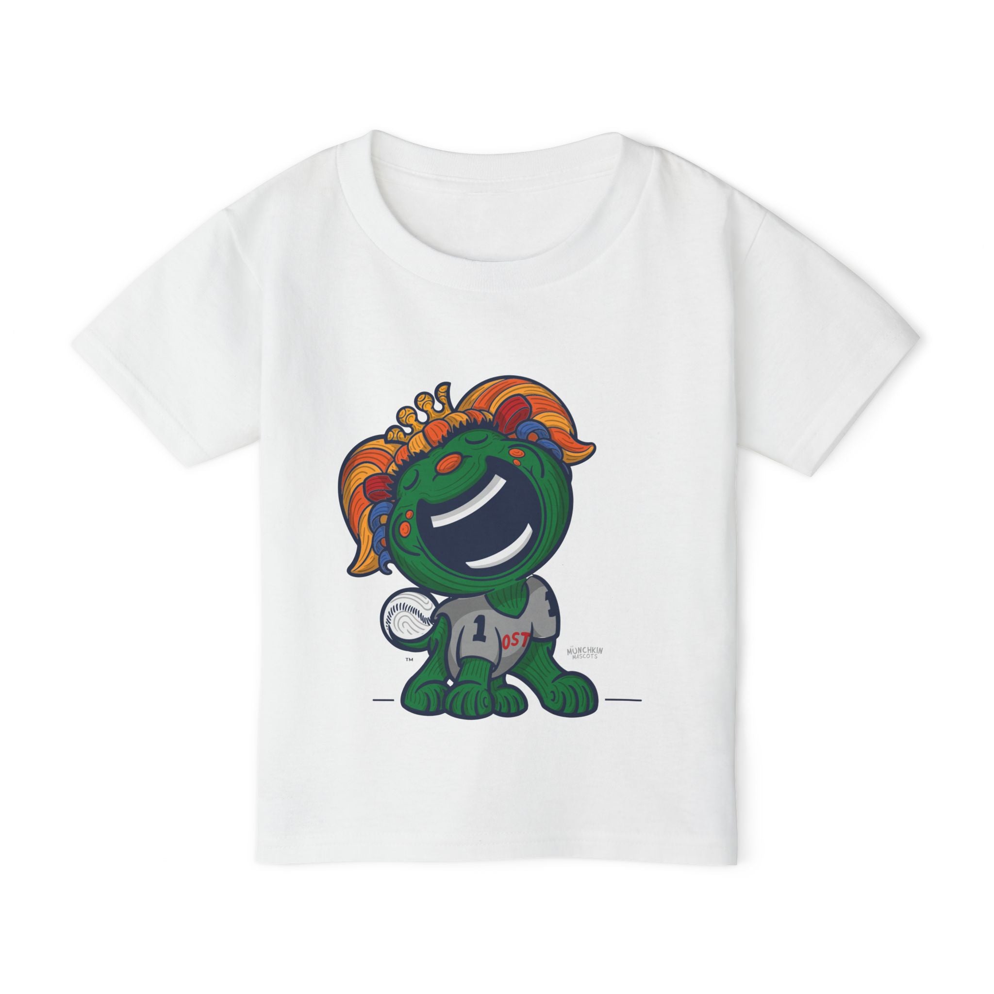 Boston Baseball Toddler Tshirt Lil' Miss Tessie 'Home/Away Mascot' | Hand-Drawn Art | Gifts for Kids