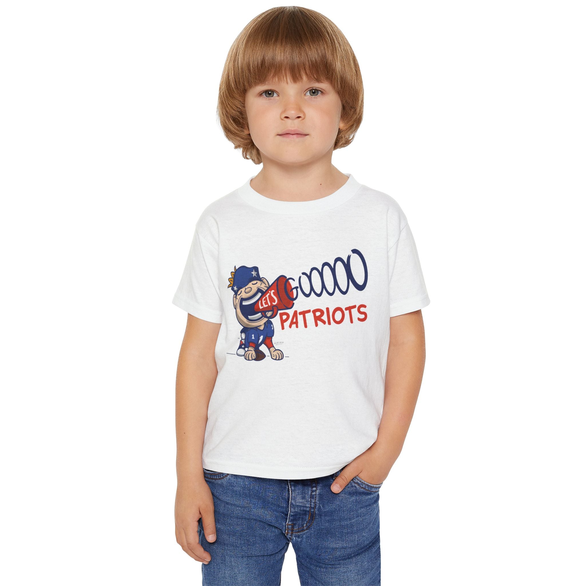 New England Football Toddler Tshirt Lil' Pat 'Let's Go' | Hand-Drawn Art | Gifts for Kids