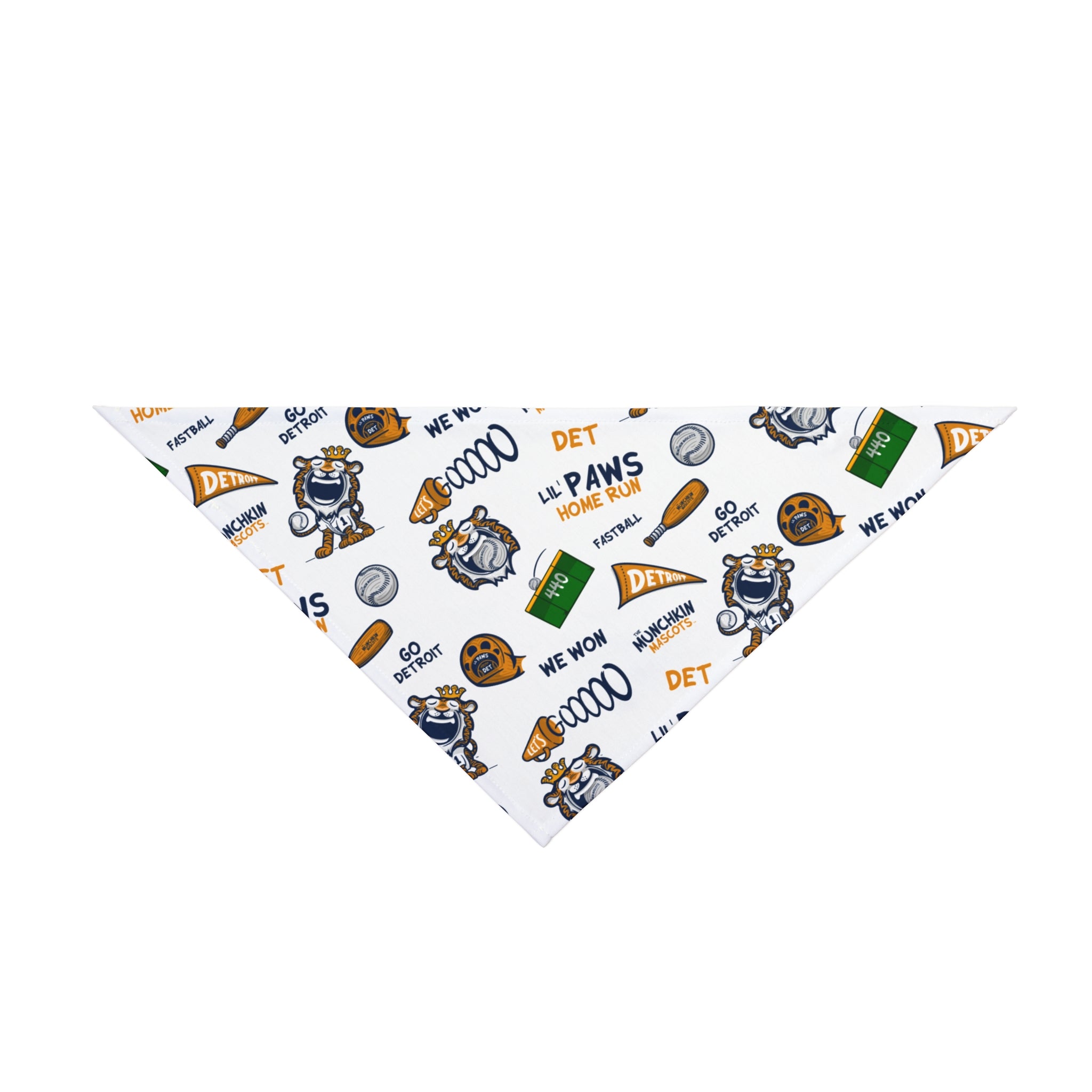 Detroit Baseball Pet Bandana Lil' Paws Pattern | Hand-Drawn Art | Gifts for Pets