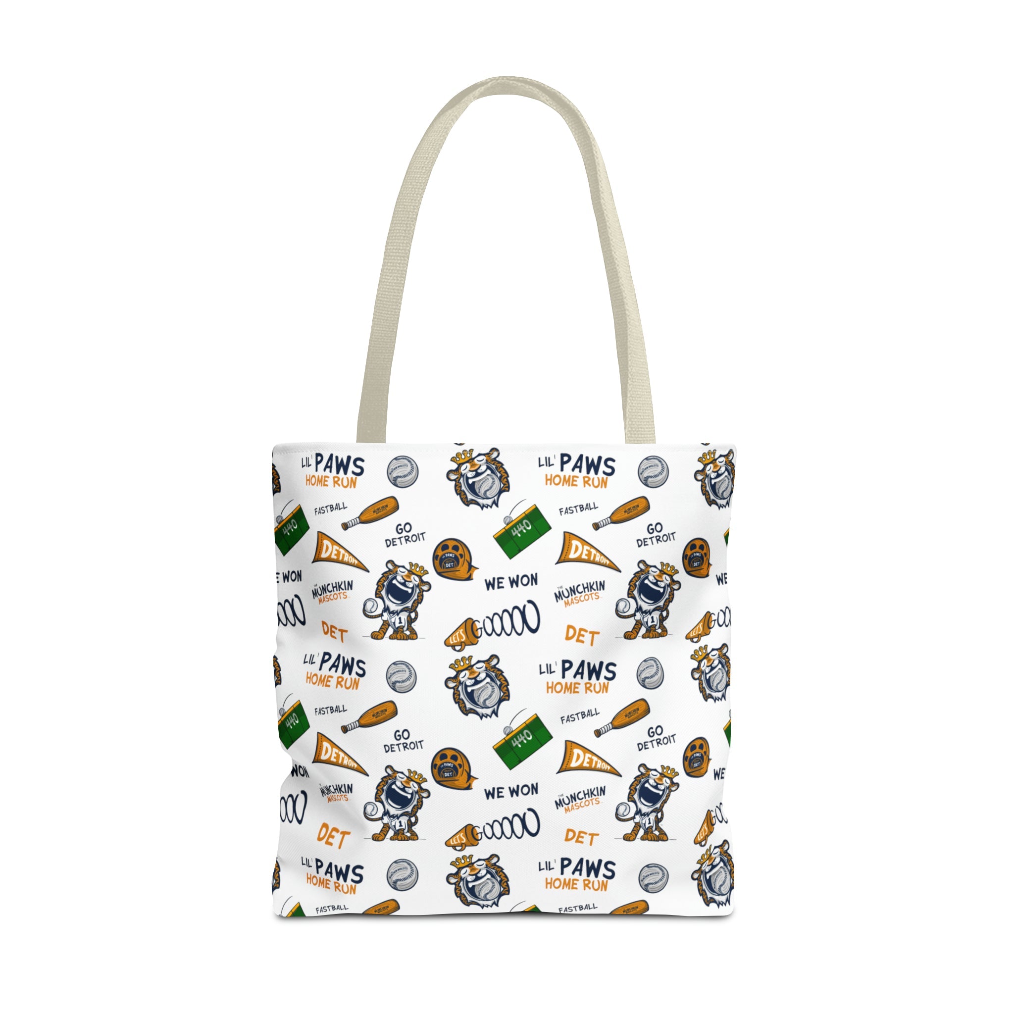🐾⚾ Tote Bag (AOP) - Pattern - Lil' Paws DET Baseball ⚾🐾 Printify