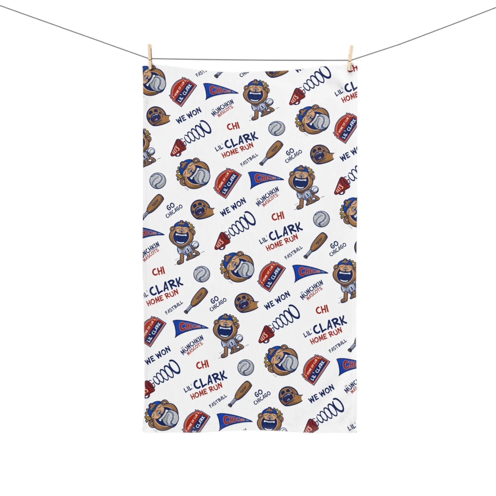 Hand Towel - Pattern - Lil' Clark CHI Baseball Printify