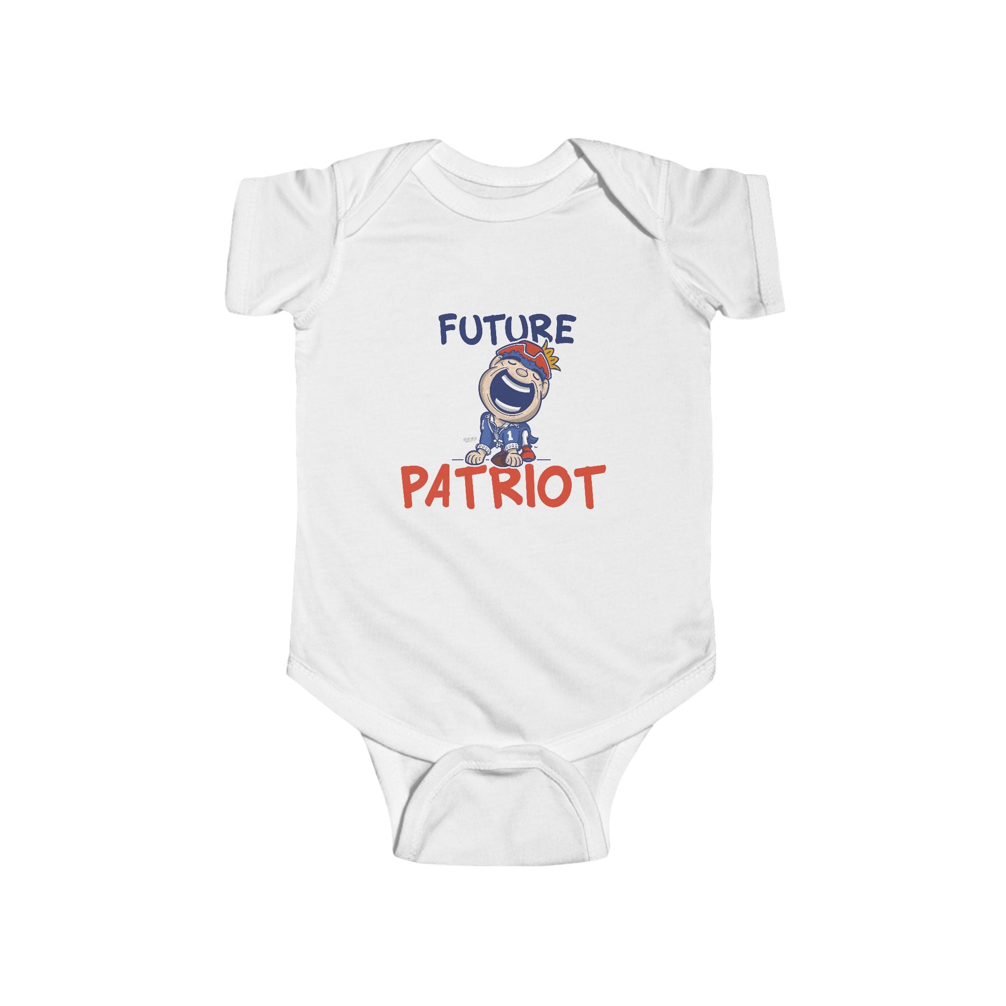 New England Football Newborn & Infant Lil' Pat 'Future' Jersey Bodysuit | Hand-Drawn Art | Gifts for Newborns