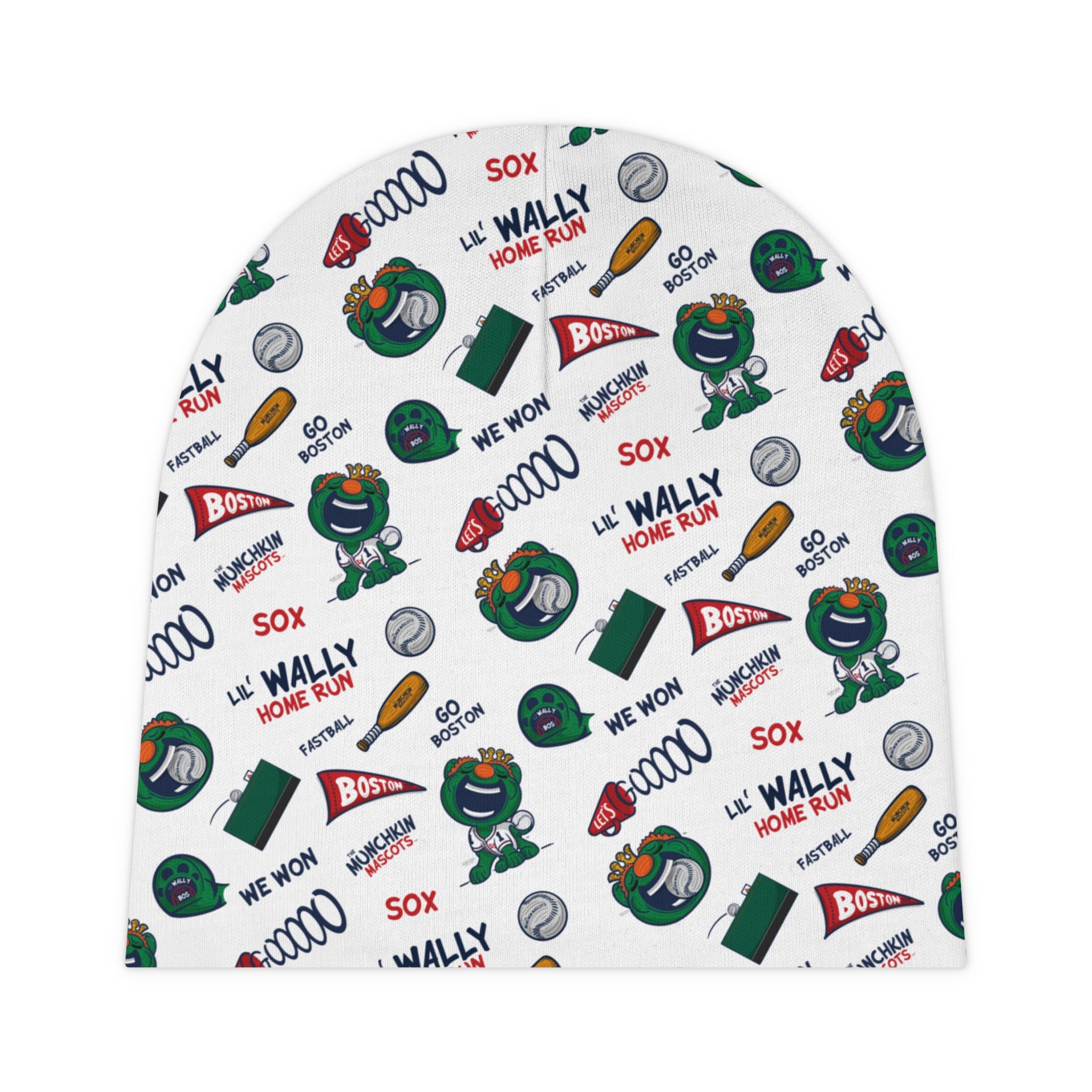 Boston Baseball Baby Beanie Lil' Wally Pattern | Hand-Drawn Art | Gifts for Newborns