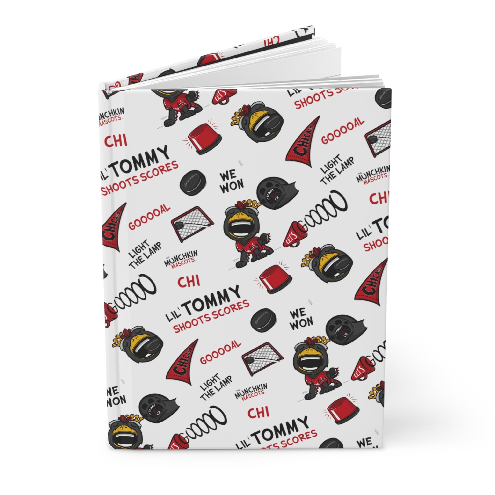 Hardcover Journal Matte - Pattern - Lil' Tommy CHI Hockey Printify
