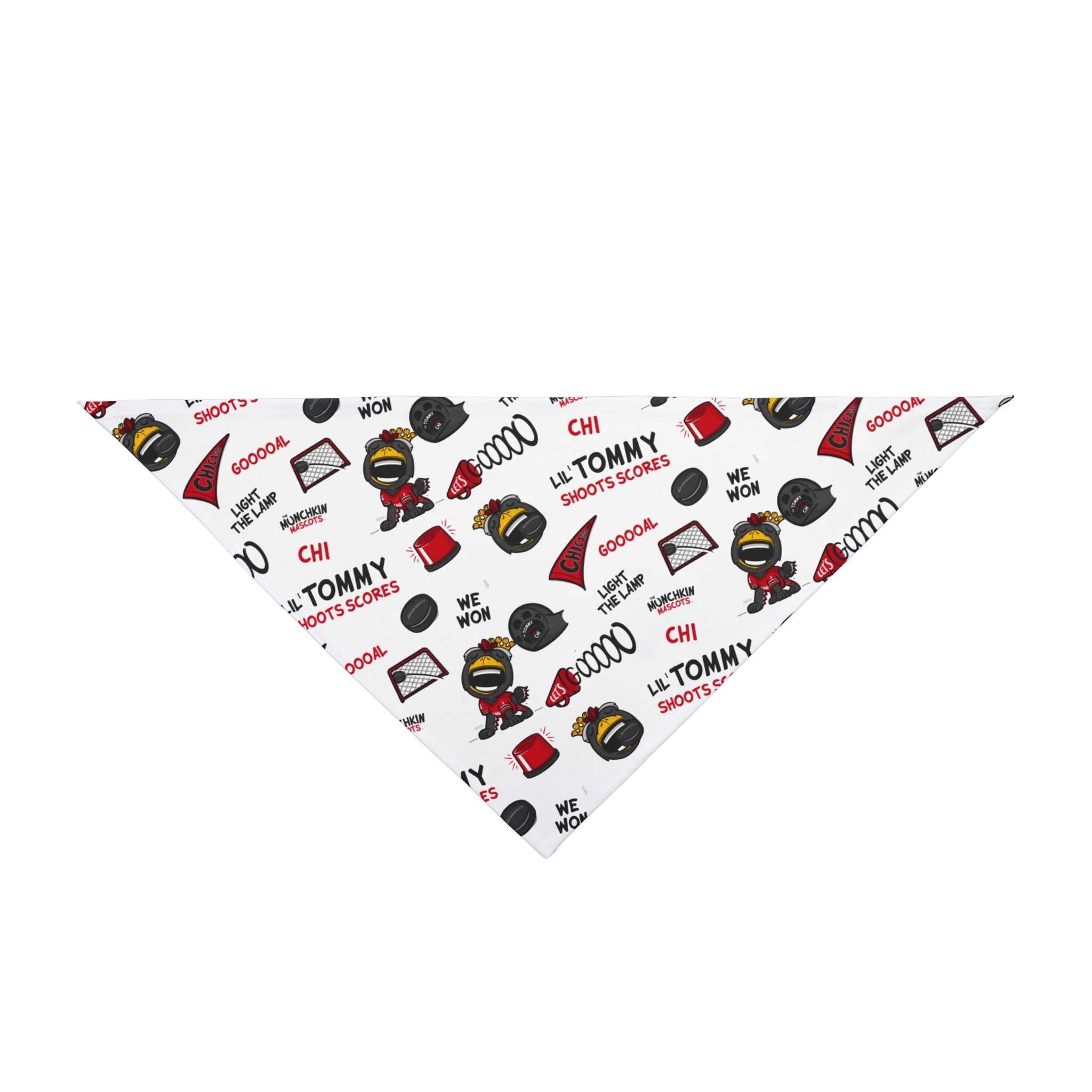 Chicago Hockey Pet Bandana Lil' Tommy Pattern | Hand-Drawn Art | Gifts for Pets