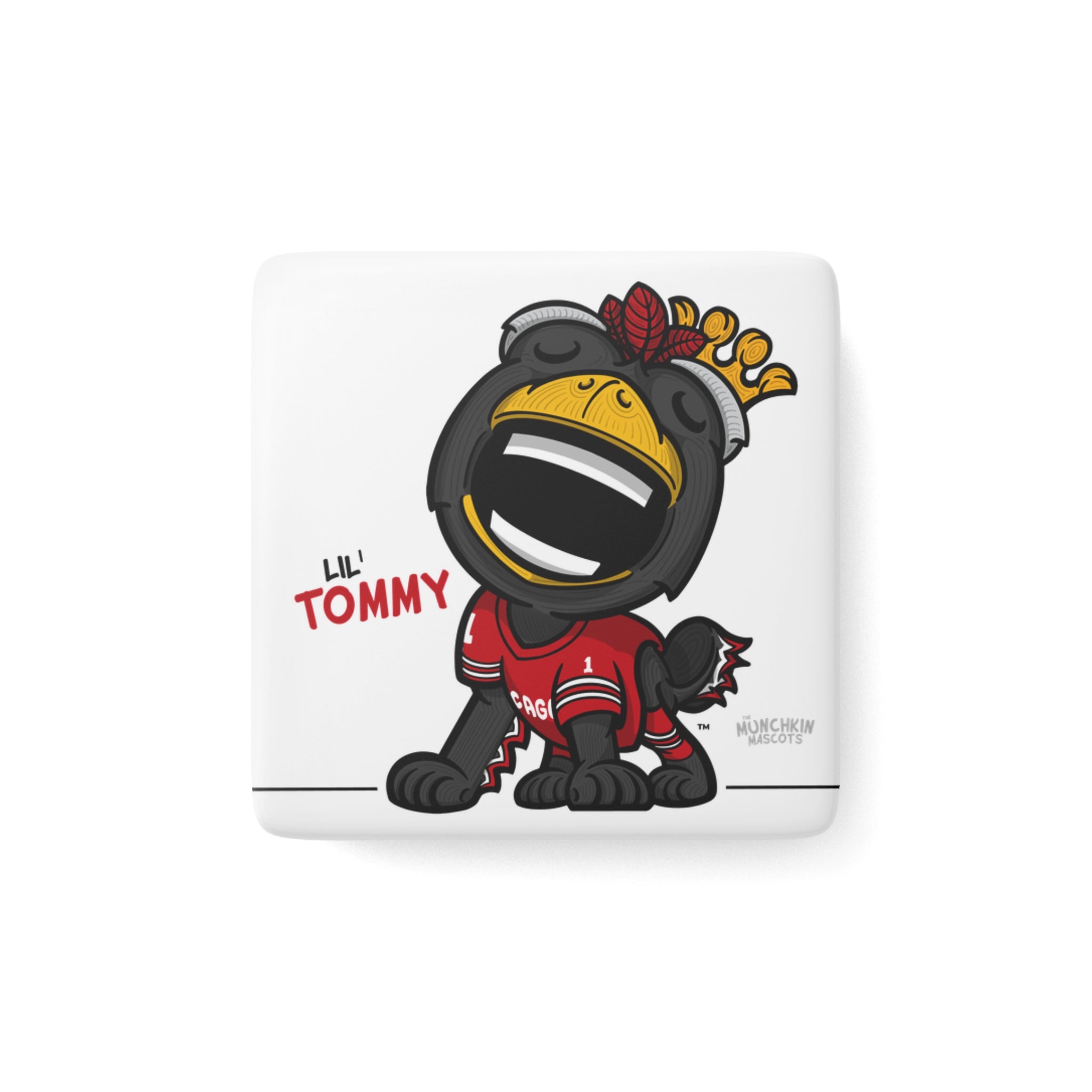 Chicago Hockey Porcelain Magnet Lil' Tommy 'Munchkin Mascot' | Hand-Drawn Art | Gifts for Kids