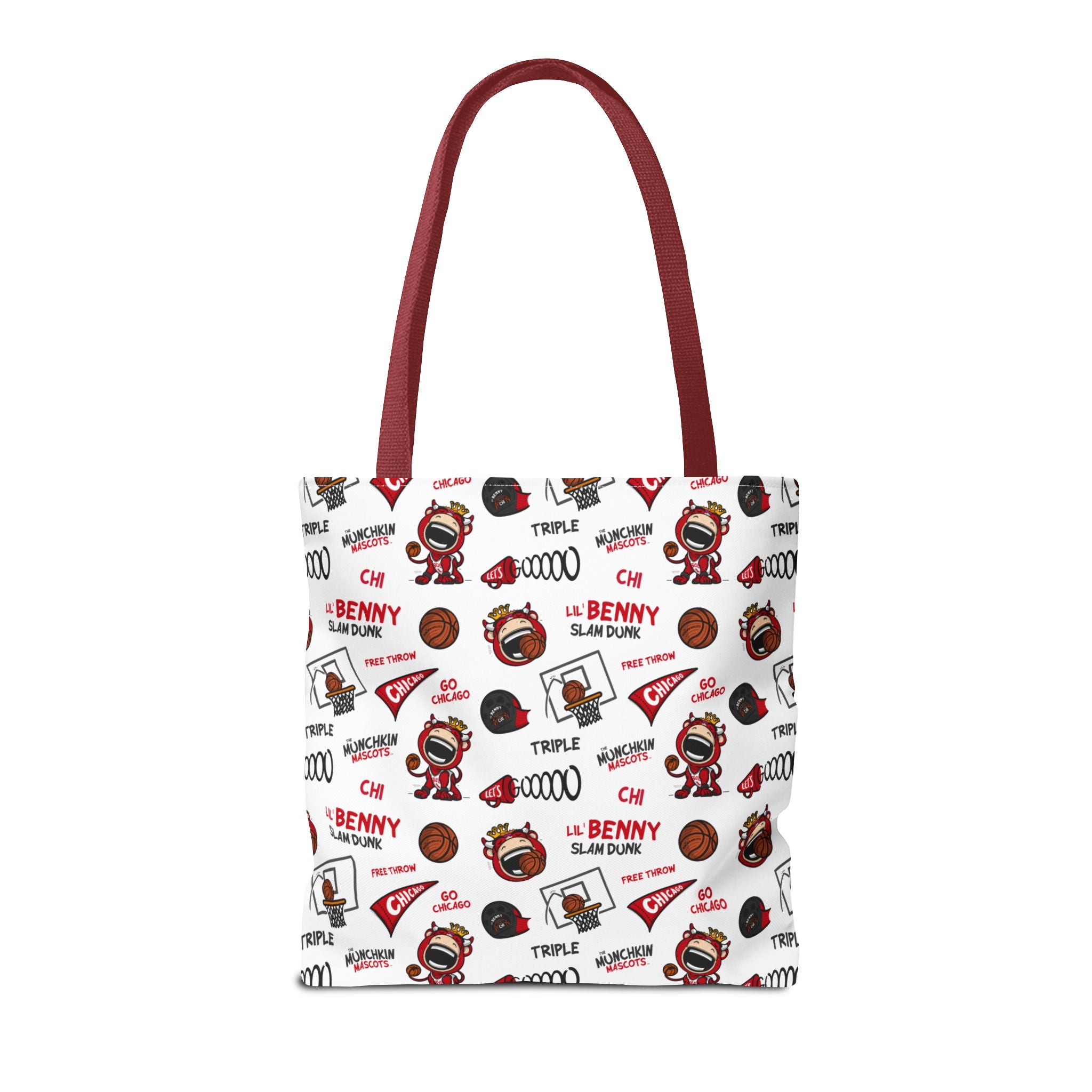 Chicago Basketball Tote Bag Lil' Benny 'Let's Go' + Pattern | Hand-Drawn Art | Gifts for Parents