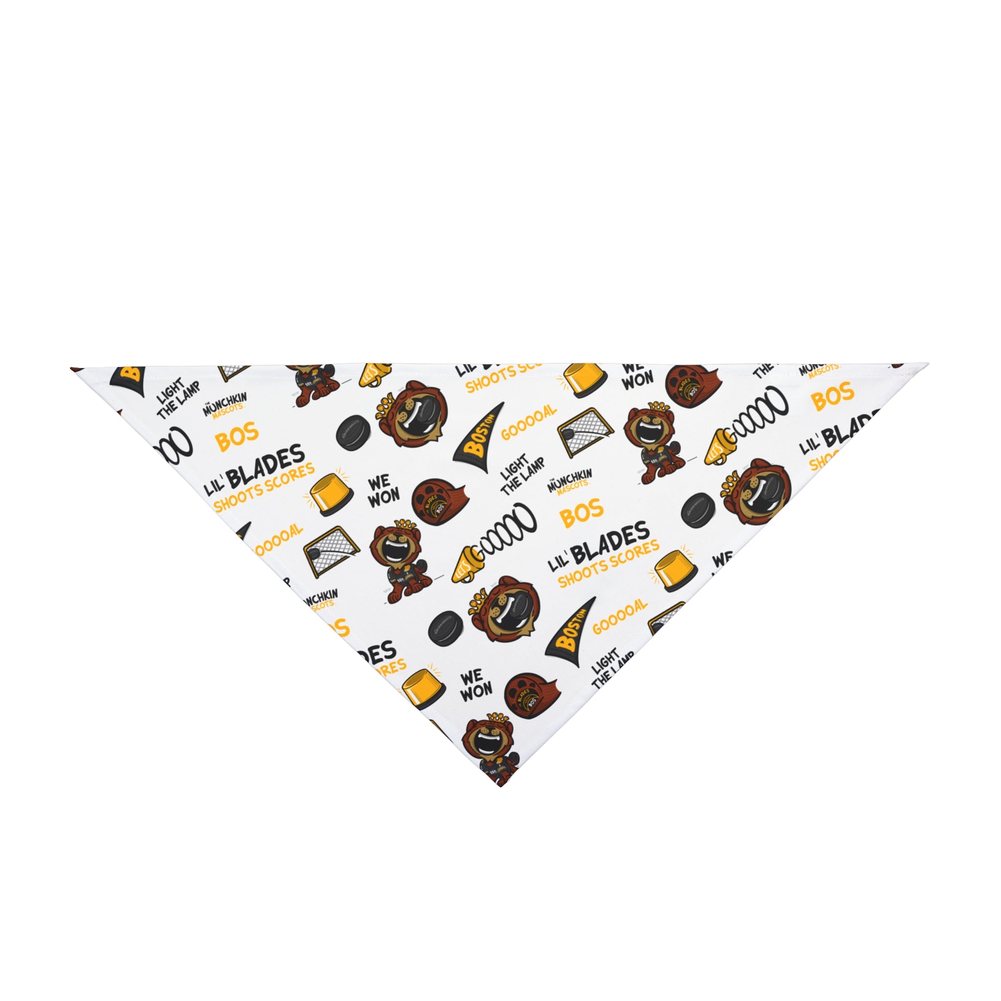 Boston Hockey Pet Bandana Lil' Blades Pattern | Hand-Drawn Art | Gifts for Pets