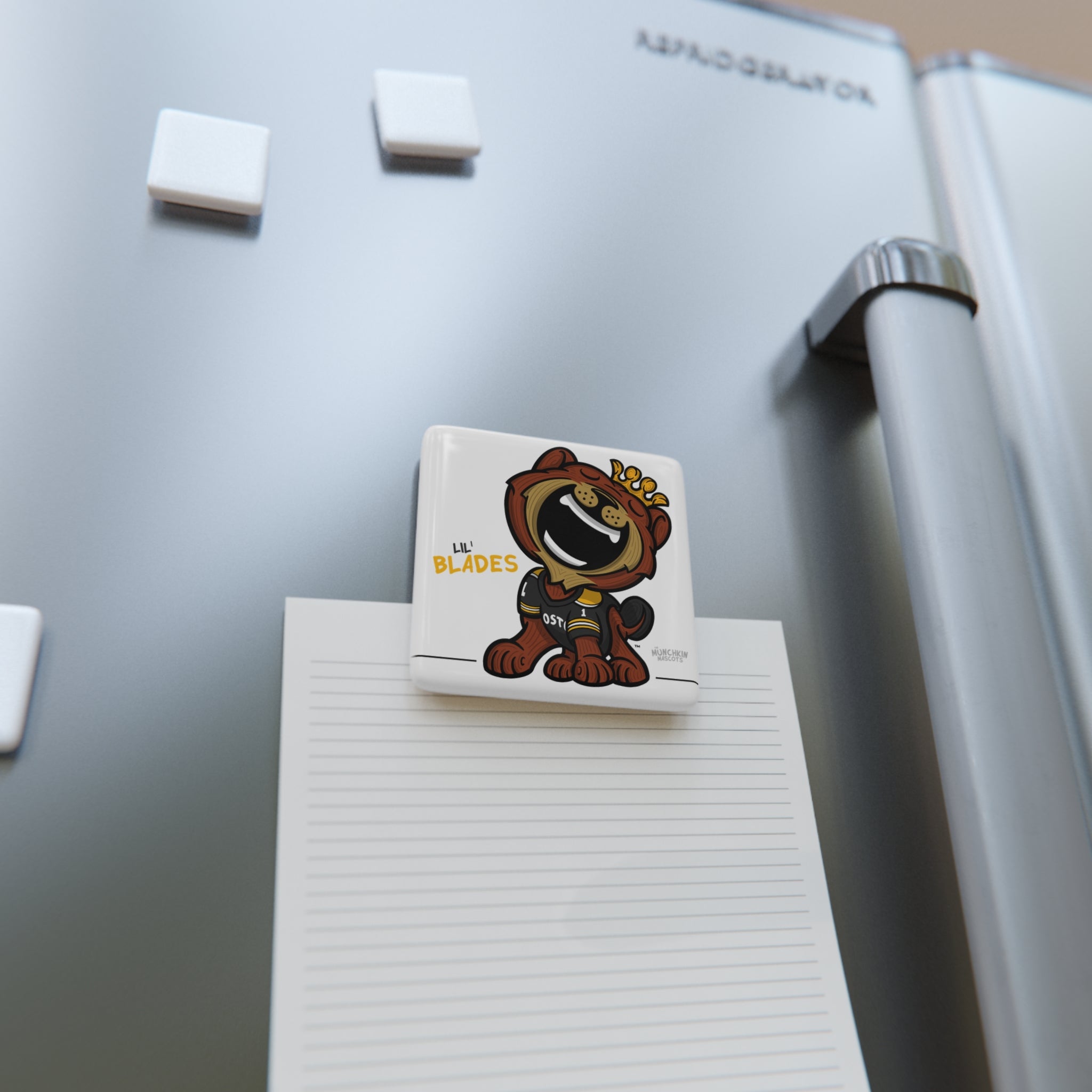 Boston Hockey Porcelain Magnet Lil' Blades 'Munchkin Mascot' | Hand-Drawn Art | Gifts for Kids