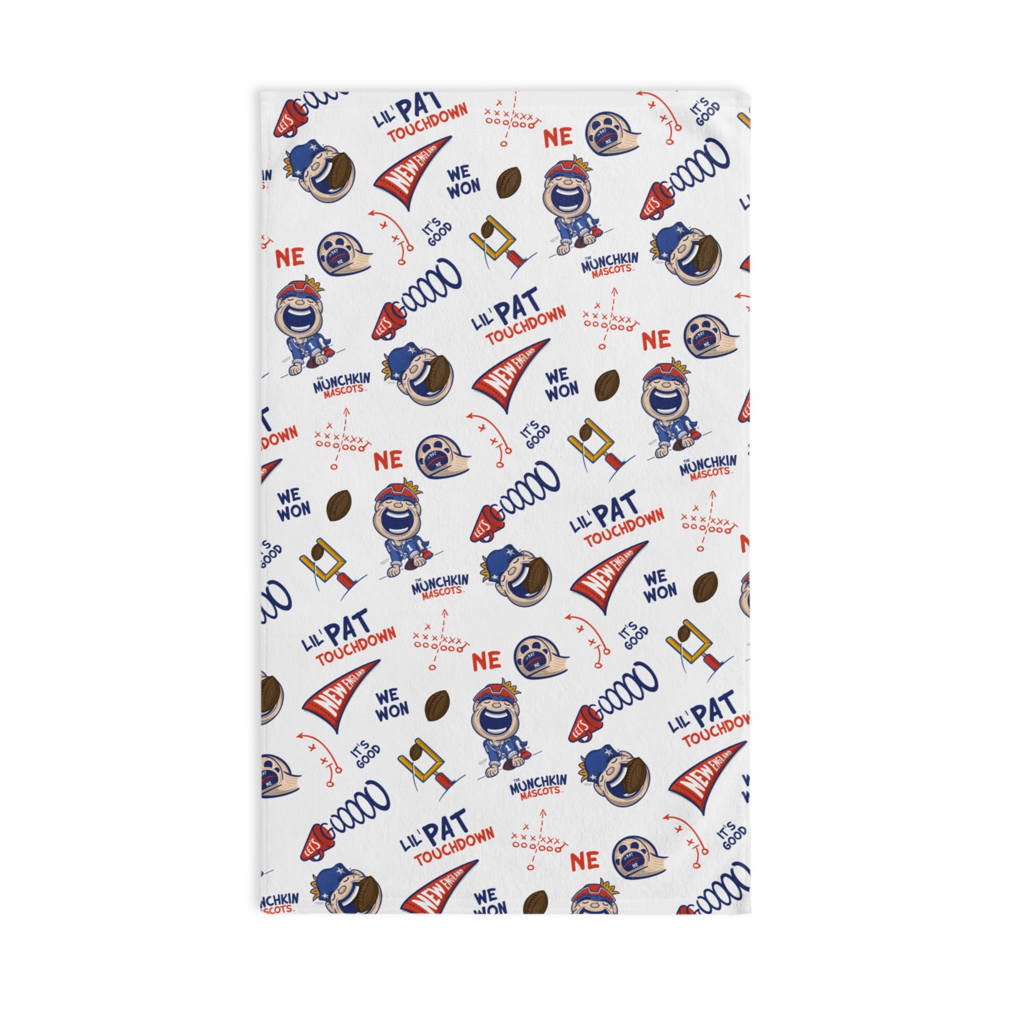 New England Football Hand Towel Lil' Pat Pattern | Hand-Drawn Art | Gifts for Kids