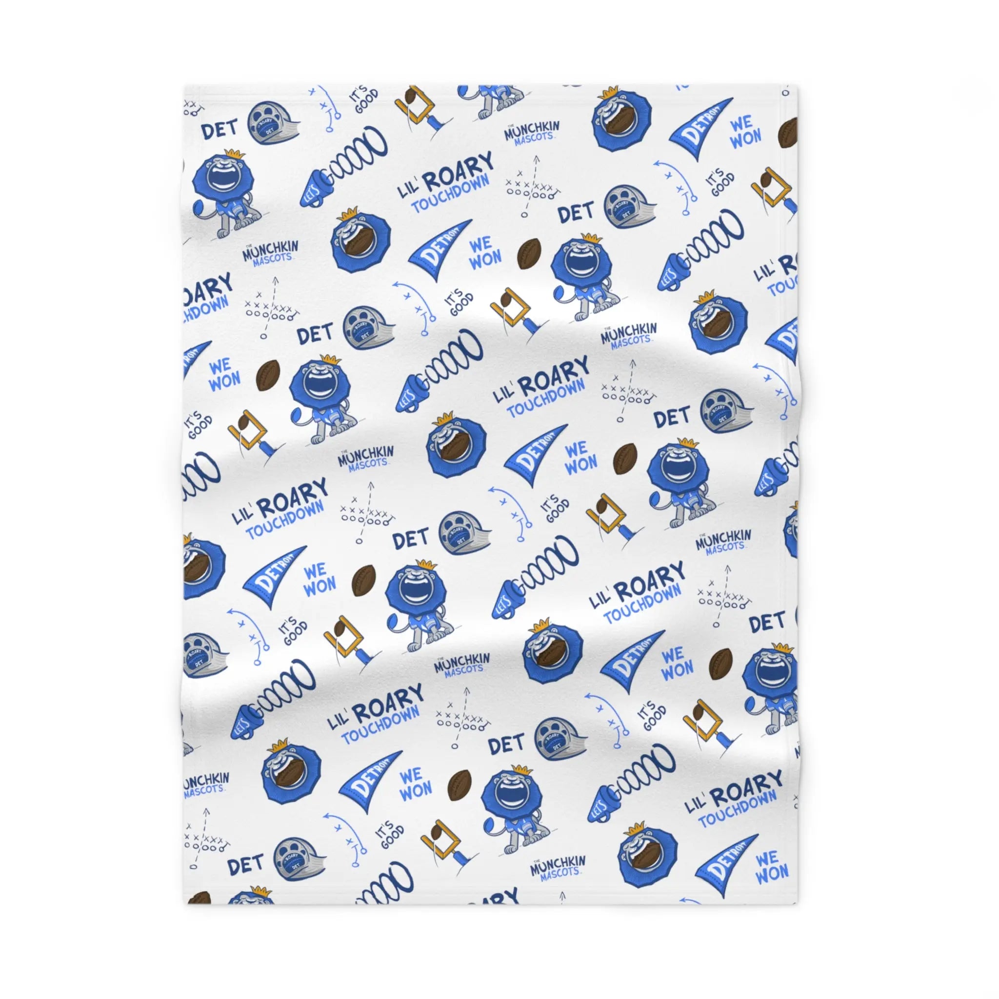 Soft Fleece Baby Blanket - Pattern - Lil' Roary DET Football Printify