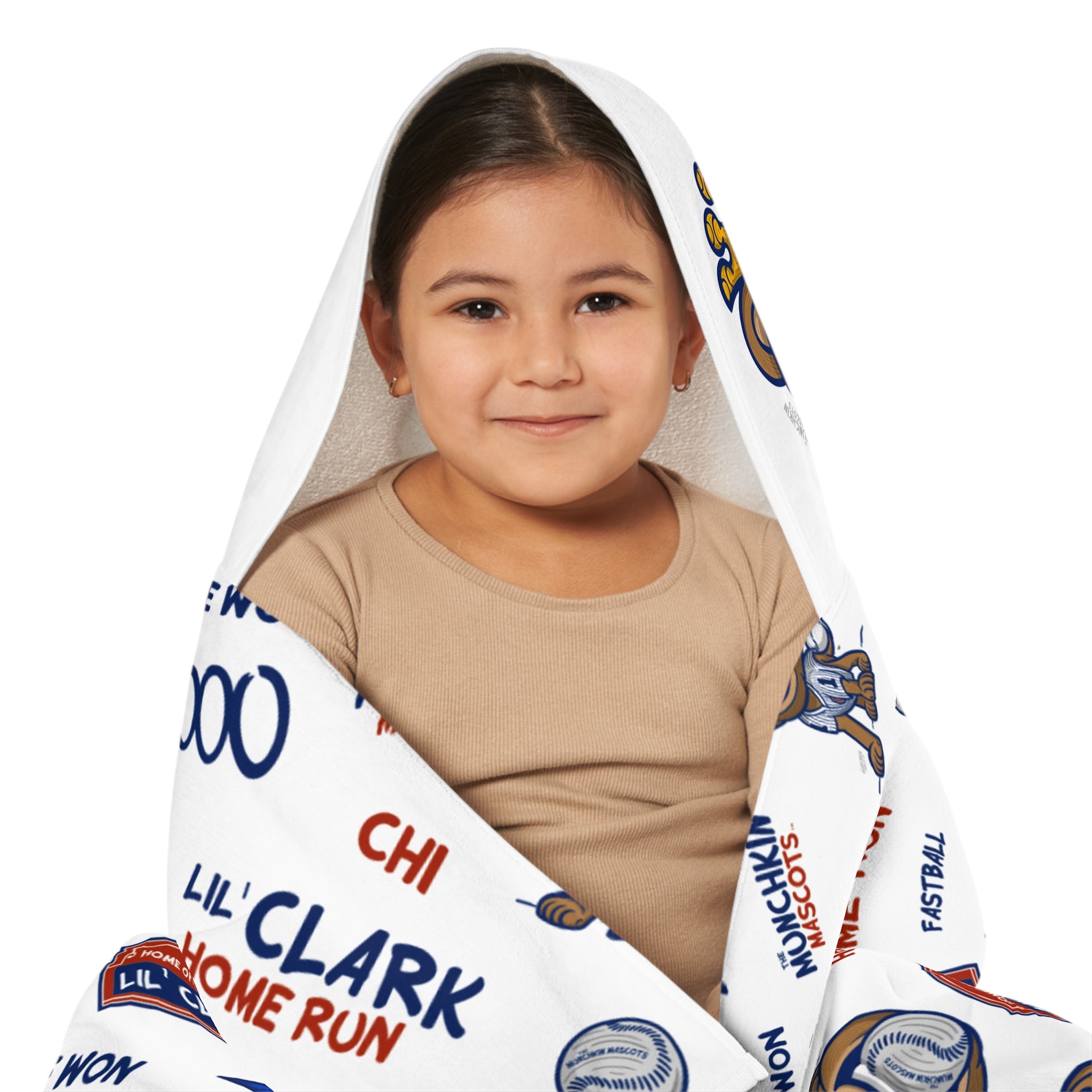Chicago Baseball Hooded Towel Lil' Clark Pattern | Hand-Drawn Art | Gifts for Kids