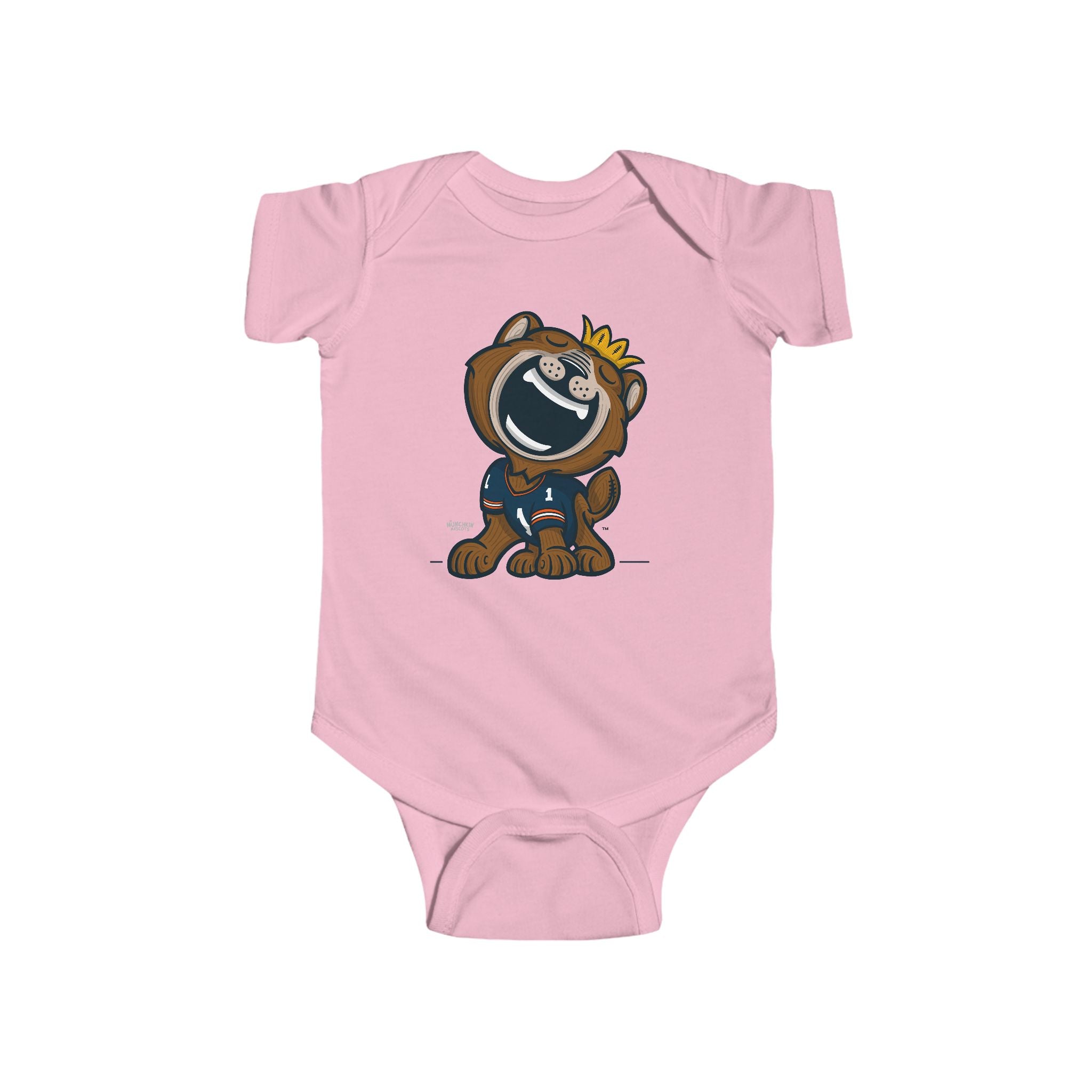 Chicago Football Newborn & Infant Lil' Staley 'Munchkin Mascot' Jersey Bodysuit | Hand-Drawn Art | Gifts for Newborns