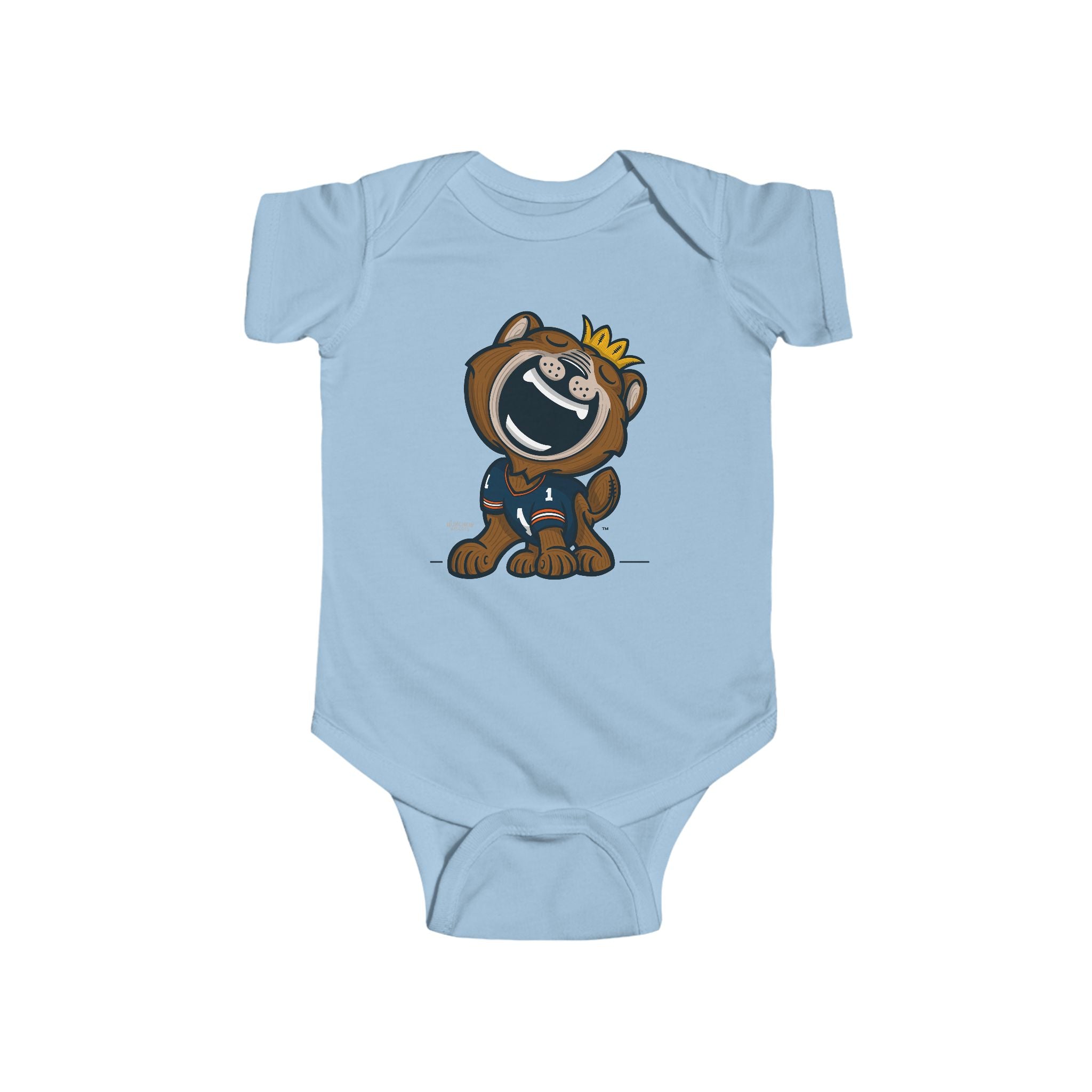 Chicago Football Newborn & Infant Lil' Staley 'Munchkin Mascot' Jersey Bodysuit | Hand-Drawn Art | Gifts for Newborns