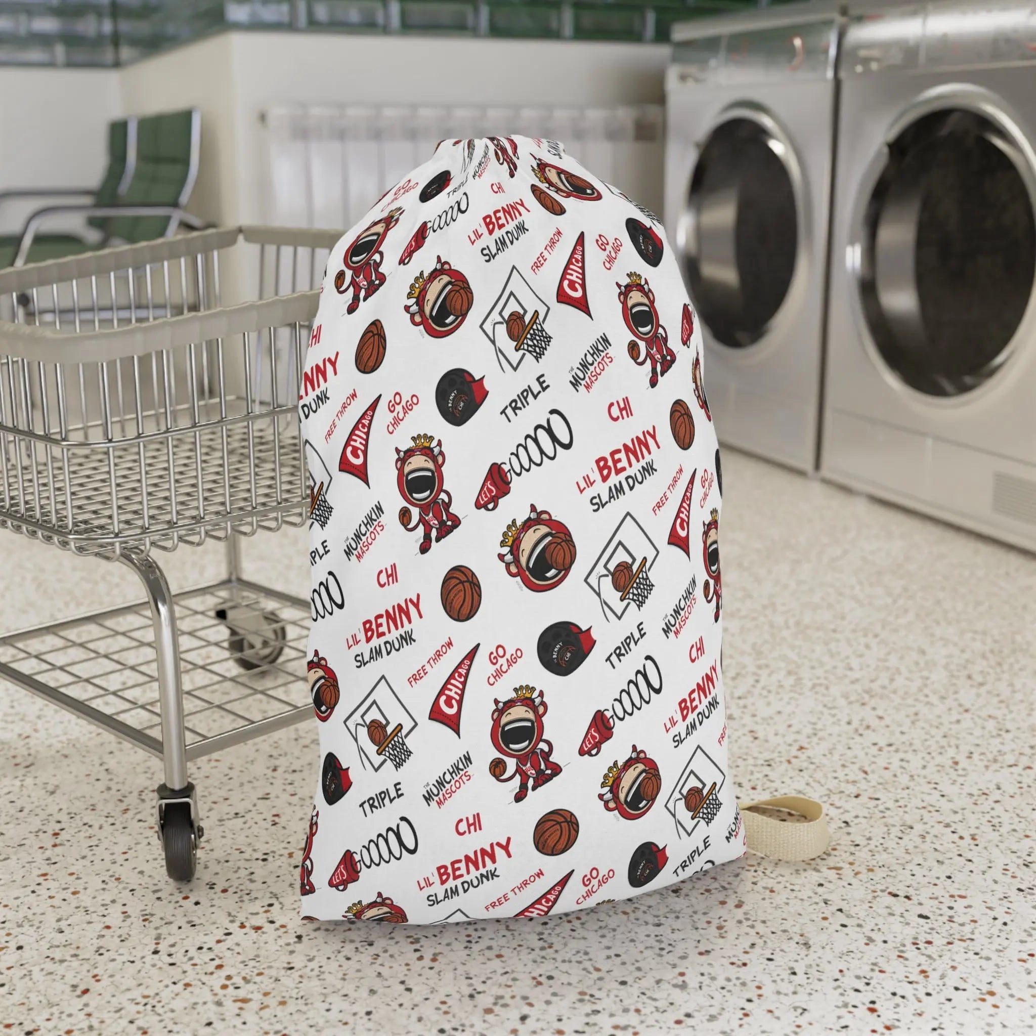 Laundry Bag - Pattern - Lil' Benny CHI Basketball Printify