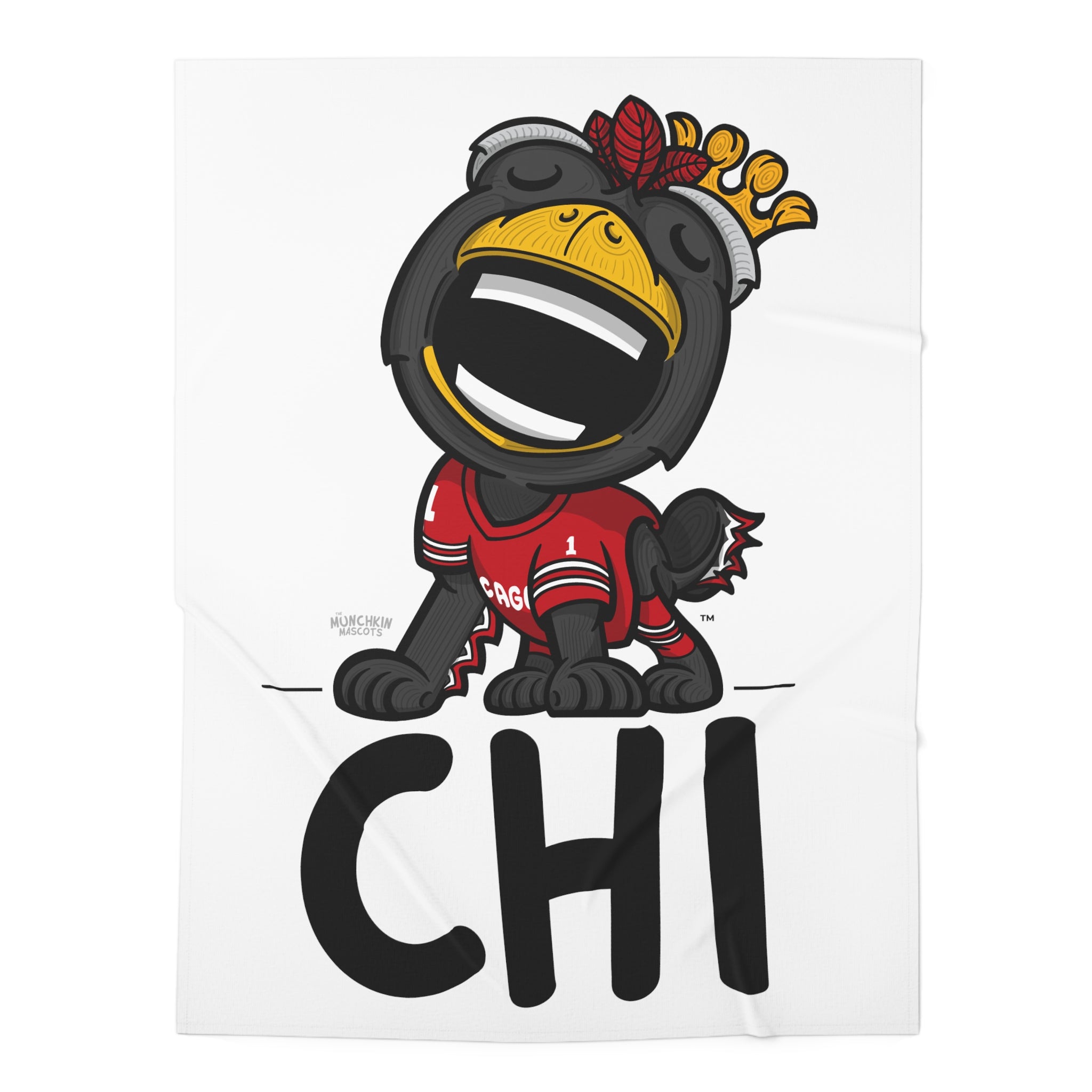 Baby Swaddle Blanket - CHI - Lil' Tommy CHI Hockey Printify