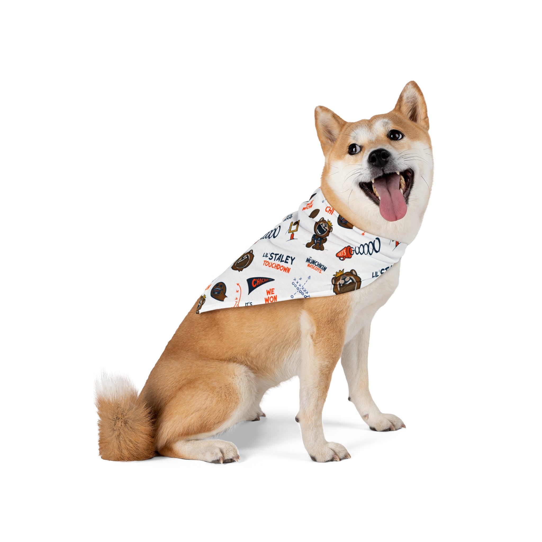 Chicago Football Pet Bandana Lil' Staley Pattern | Hand-Drawn Art | Gifts for Pets