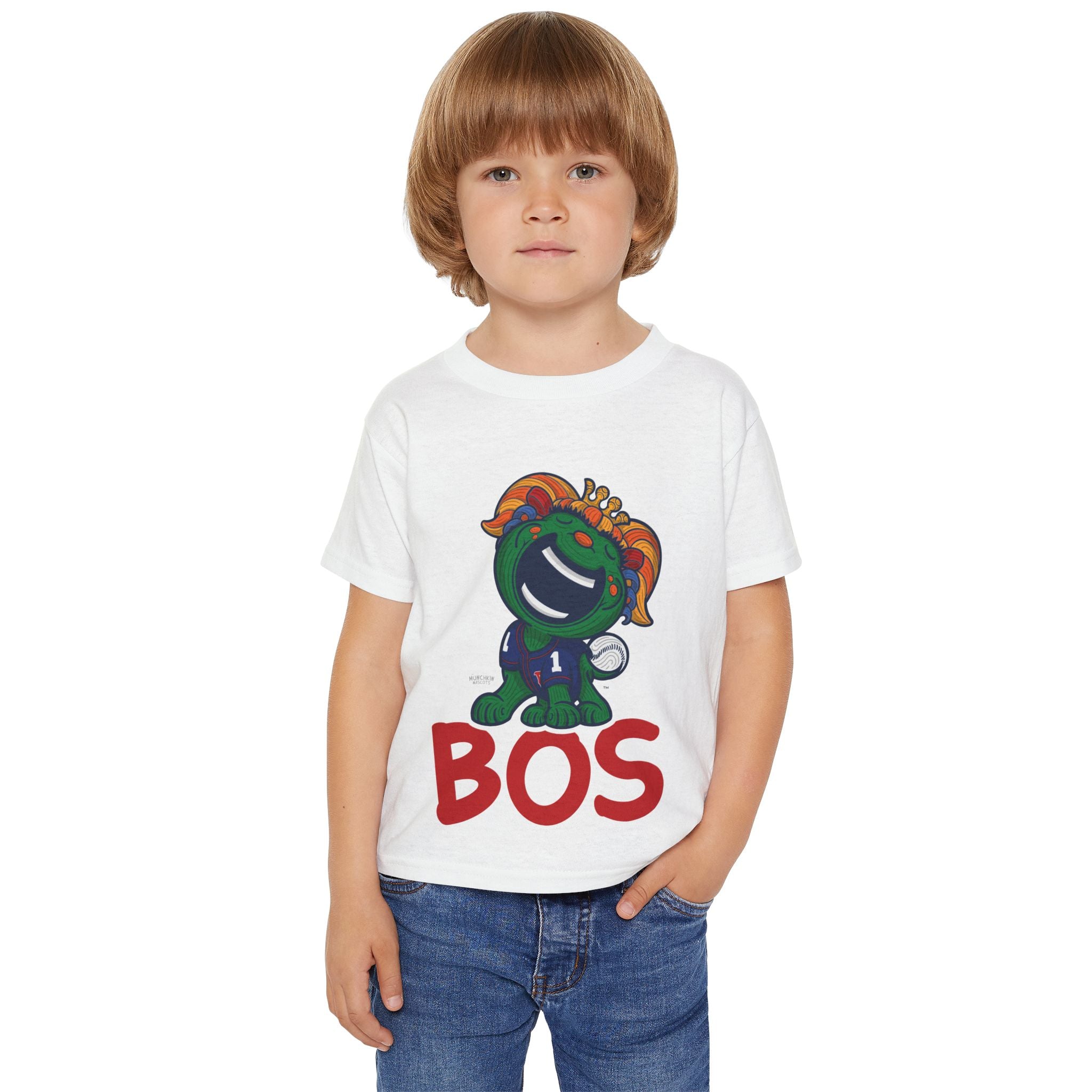 Boston Baseball Toddler Tshirt Lil' Miss Tessie 'BOS' | Hand-Drawn Art | Gifts for Kids