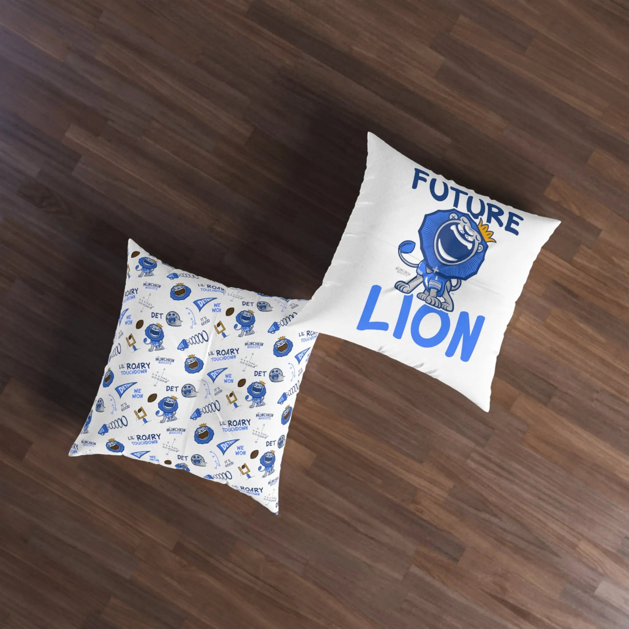 Tufted Floor Pillow, Square - Pattern + Future - Lil' Roary DET Football Printify