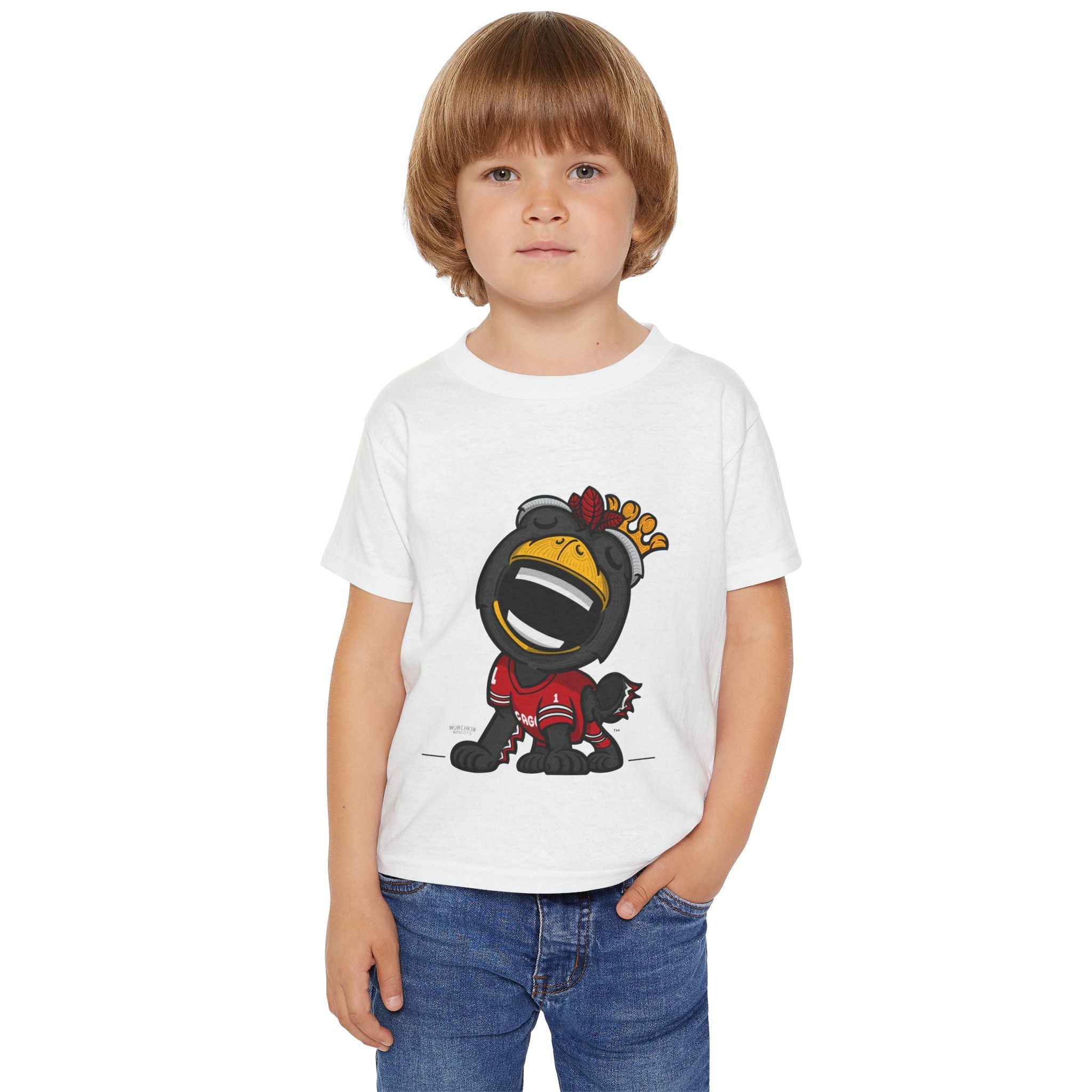 Chicago Hockey Toddler Tshirt Lil' Tommy 'Home/Away Mascot' | Hand-Drawn Art | Gifts for Kids