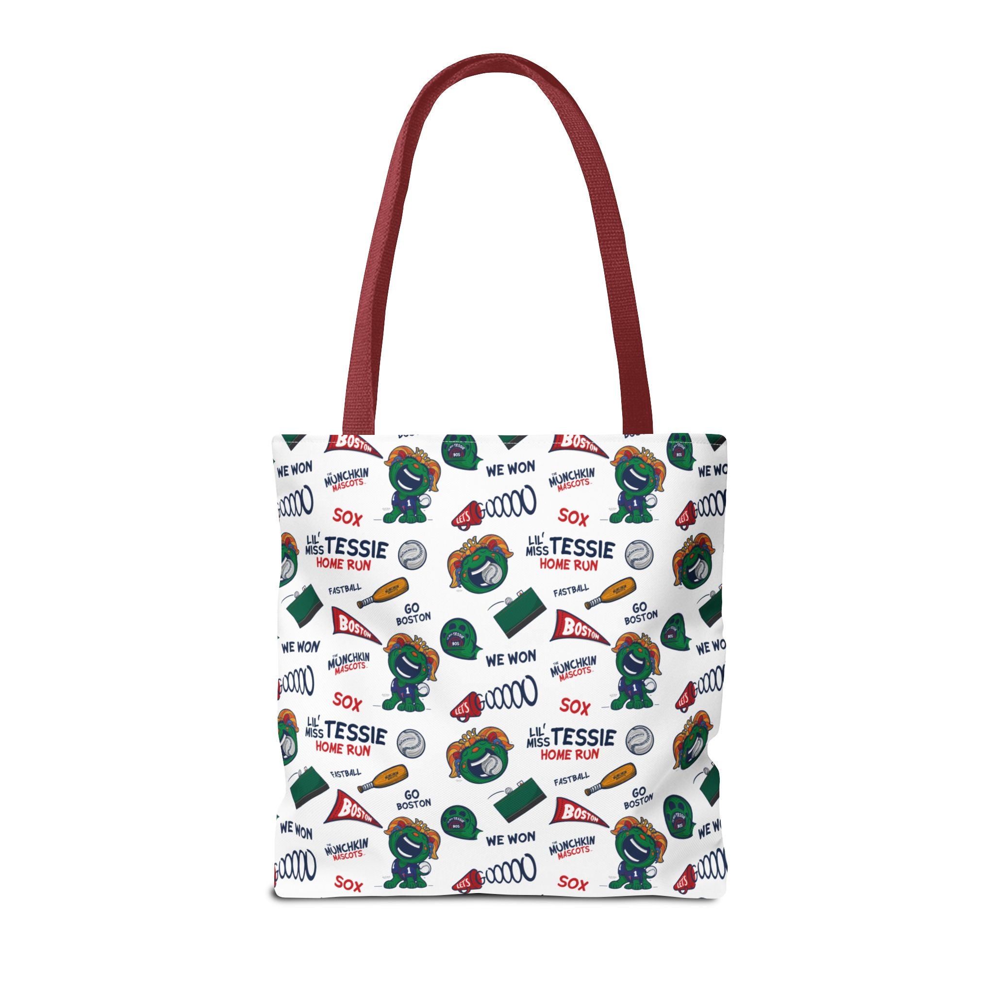 Boston Baseball Tote Bag Lil' Miss Tessie 'Let's Go' + Pattern | Hand-Drawn Art | Gifts for Parents