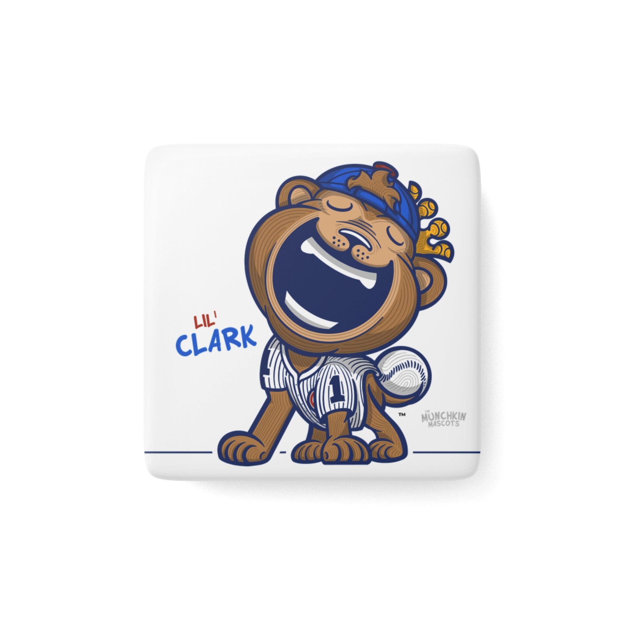 Chicago Baseball Porcelain Magnet Lil' Clark 'Munchkin Mascot' | Hand-Drawn Art | Gifts for Kids