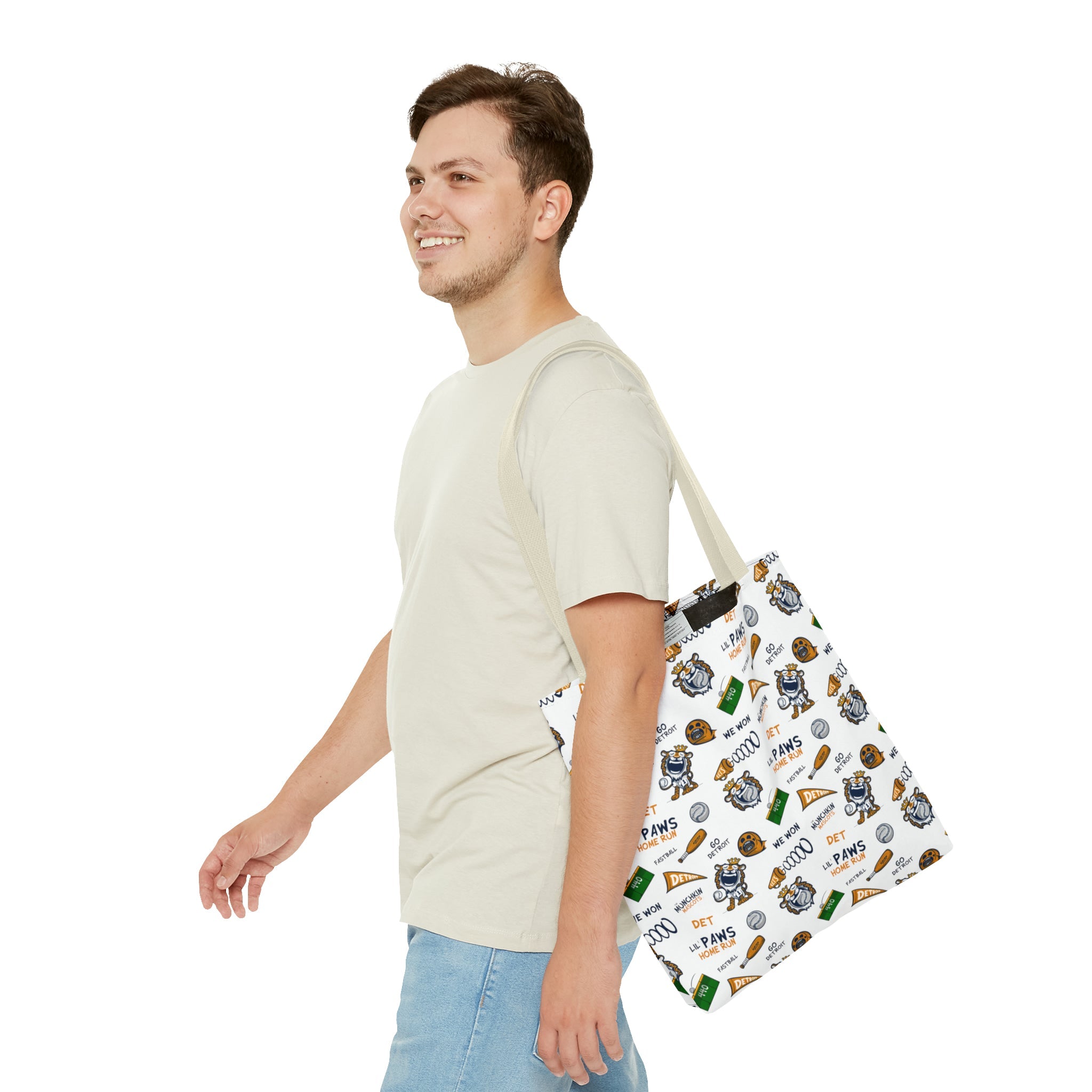 🐾⚾ Tote Bag (AOP) - Pattern - Lil' Paws DET Baseball ⚾🐾 Printify