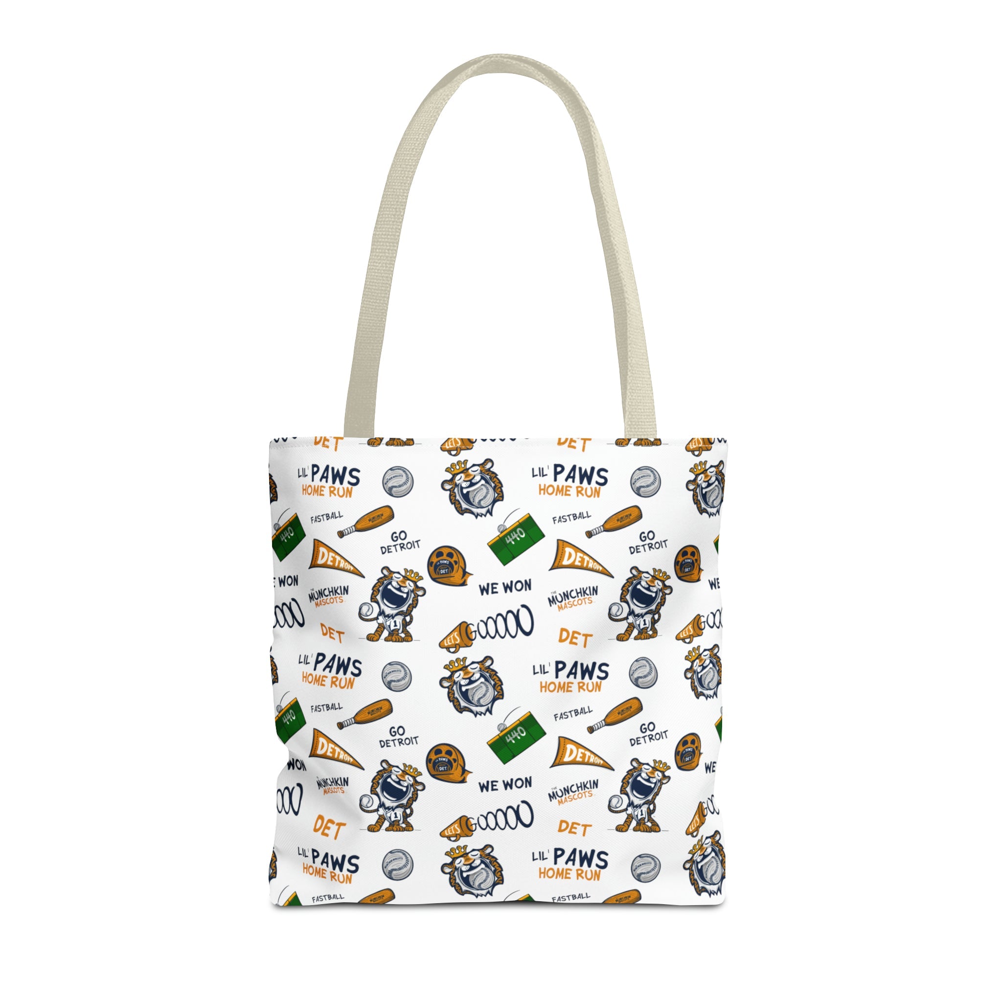 🐾⚾ Tote Bag (AOP) - Pattern - Lil' Paws DET Baseball ⚾🐾 Printify