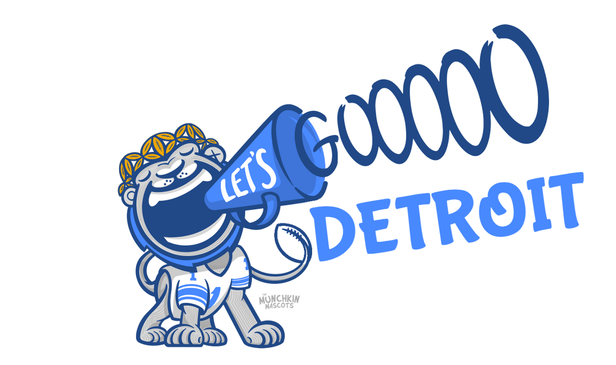 Lil' Miss Roary baby mascot cheering Let's Goooo Detroit through a megaphone