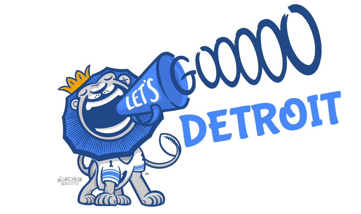 Lil' Roary baby mascot cheering Let's Goooo Detroit through a megaphone