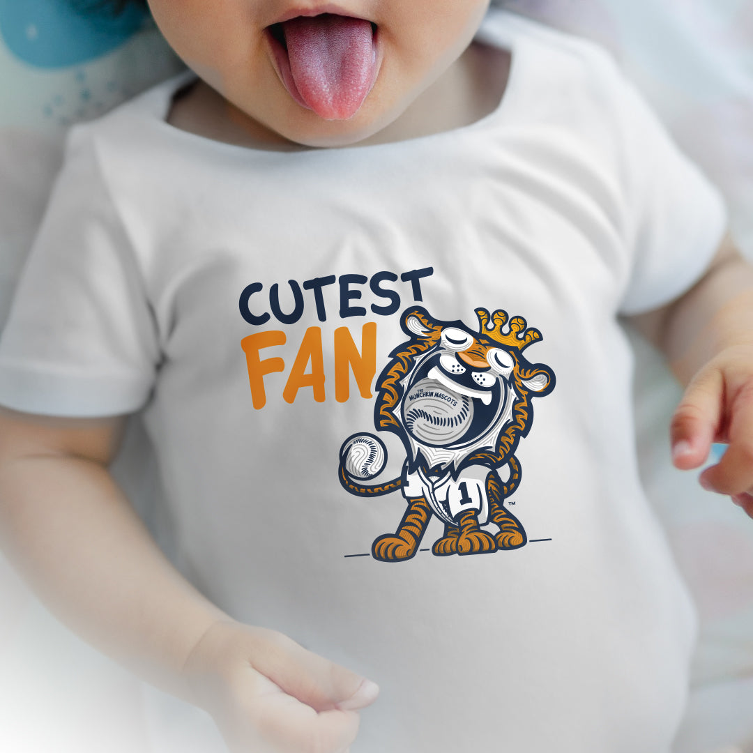 Baby wearing the Lil' Paws 'Cutest Fan' bodysuit
