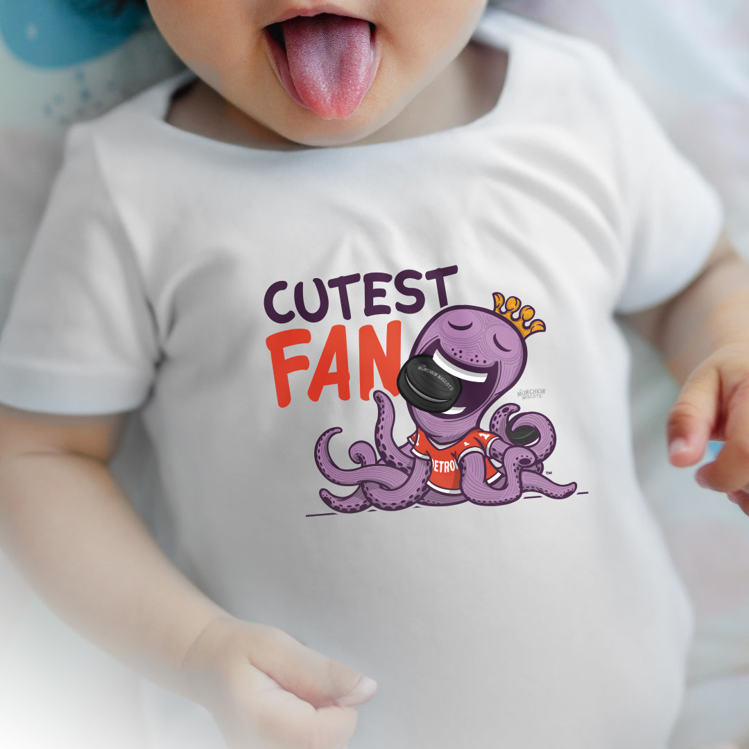 Baby wearing the Lil' Stanley 'Cutest Fan' bodysuit