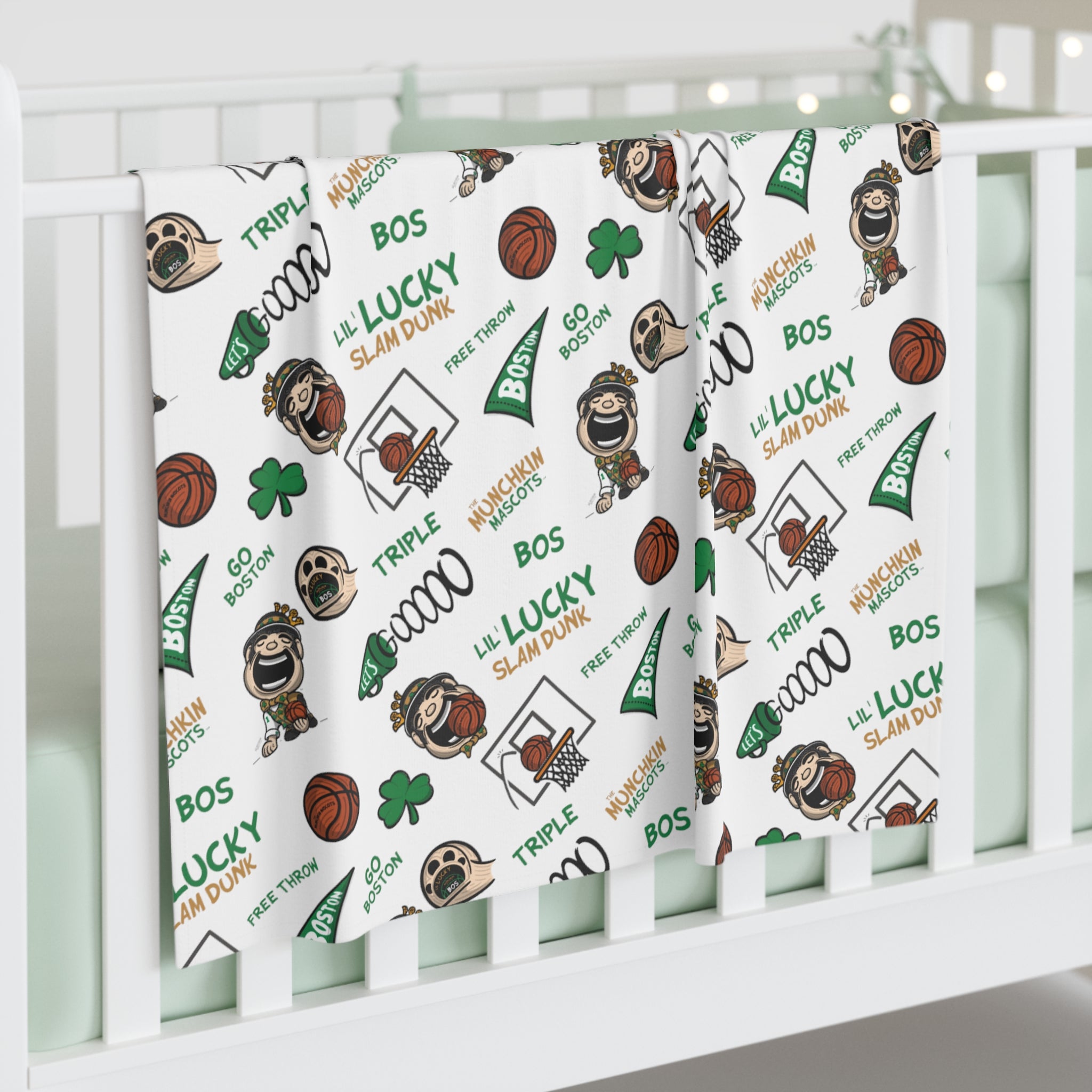 Baby Swaddle Blanket - Pattern - Lil' Lucky BOS Basketball