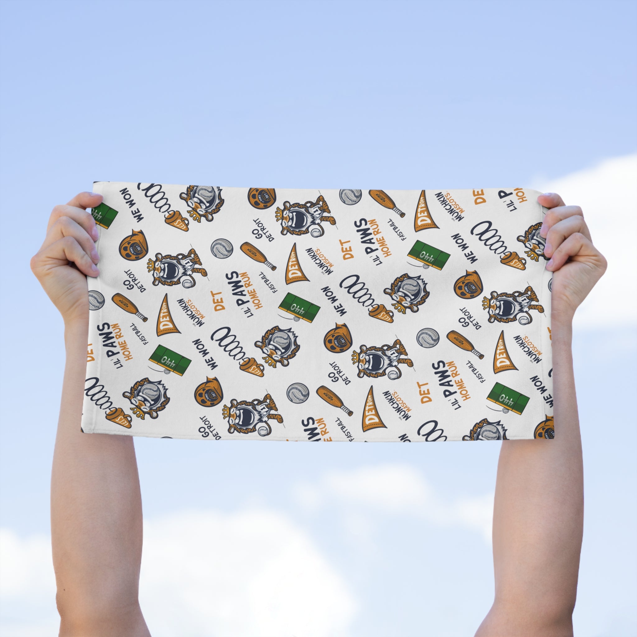 Rally Towel, 11x18 - Pattern - Lil' Paws DET Baseball