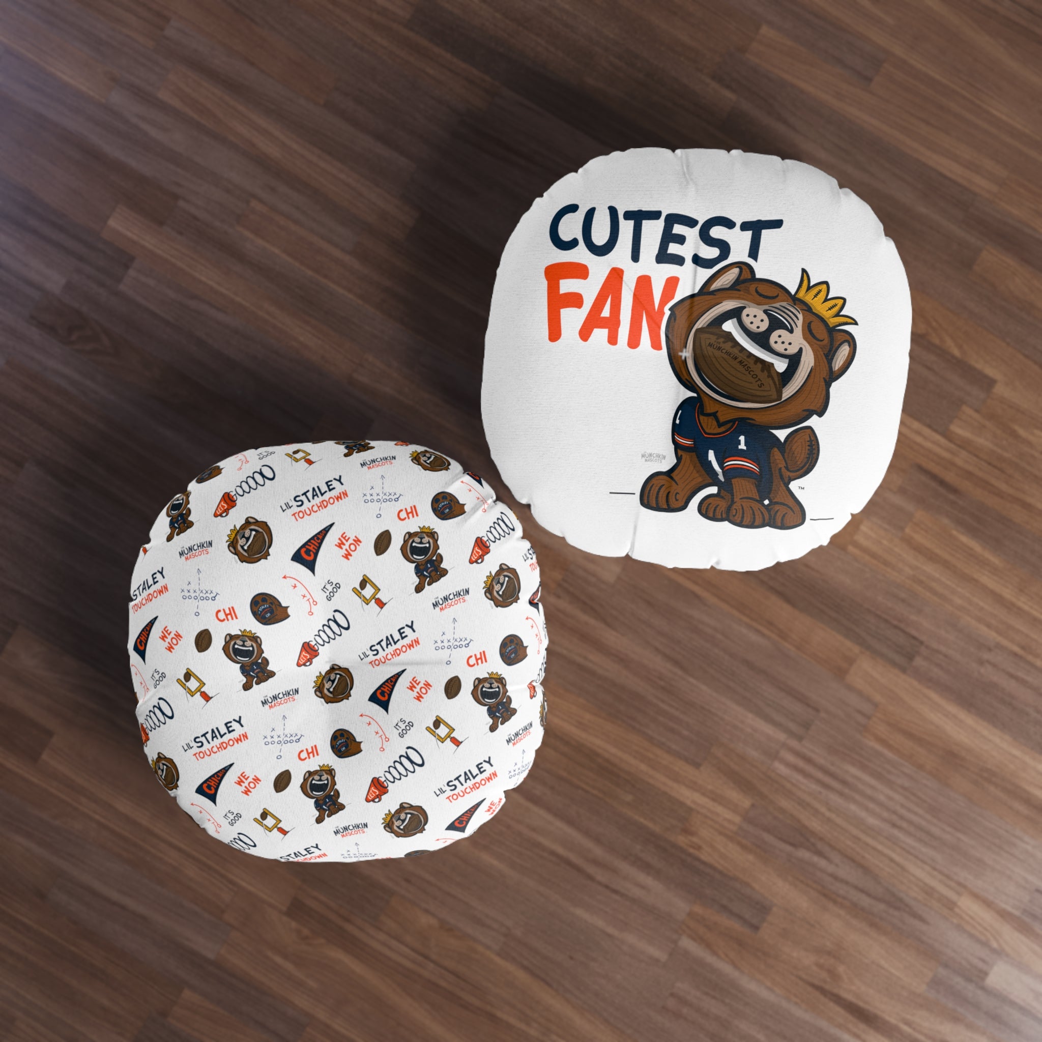 Tufted Floor Pillow, Round - Pattern + Cutest Fan - Lil' Staley CHI Football