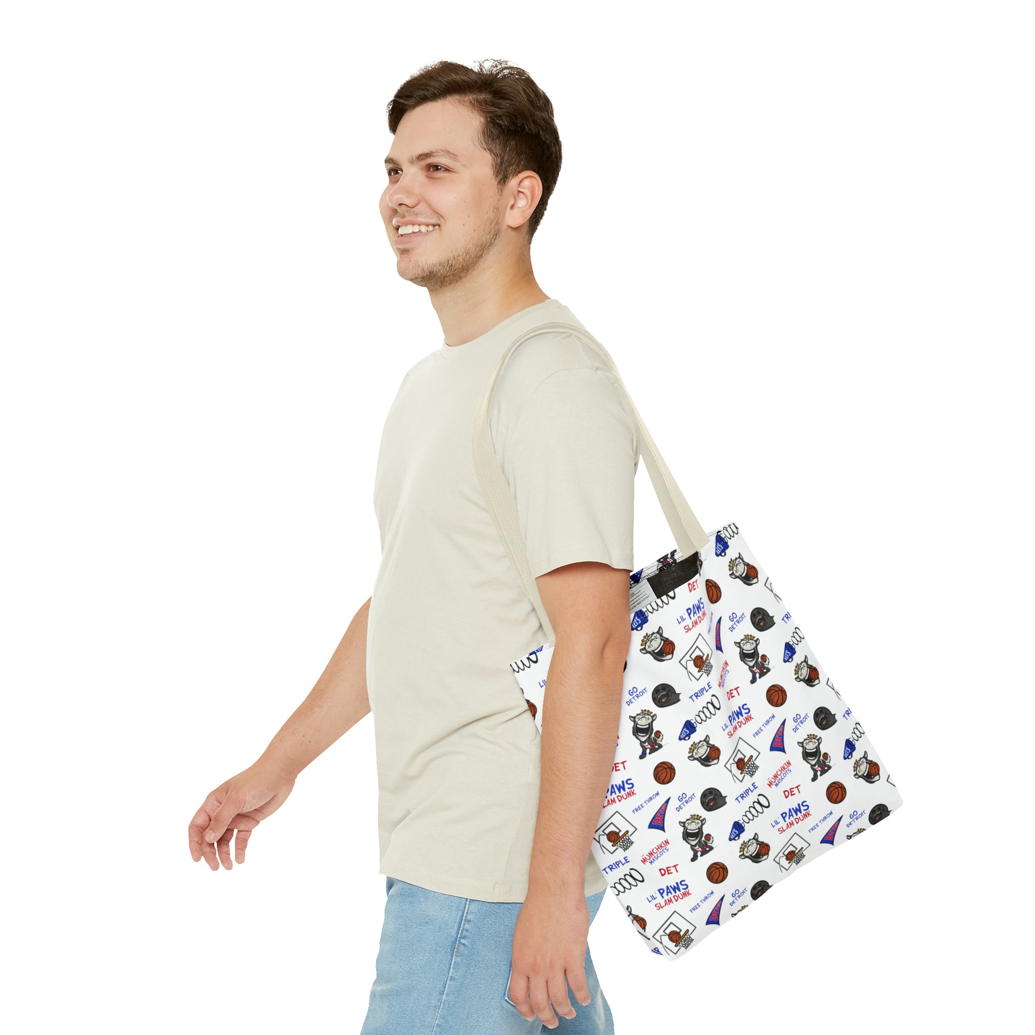 Tote Bag (AOP) - Pattern - Lil' Hooper DET Basketball