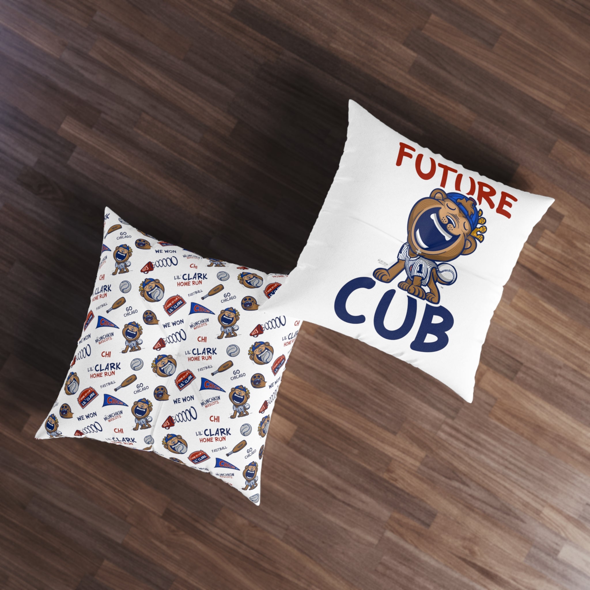 Tufted Floor Pillow, Square - Pattern + Future - Lil' Clark CHI Baseball