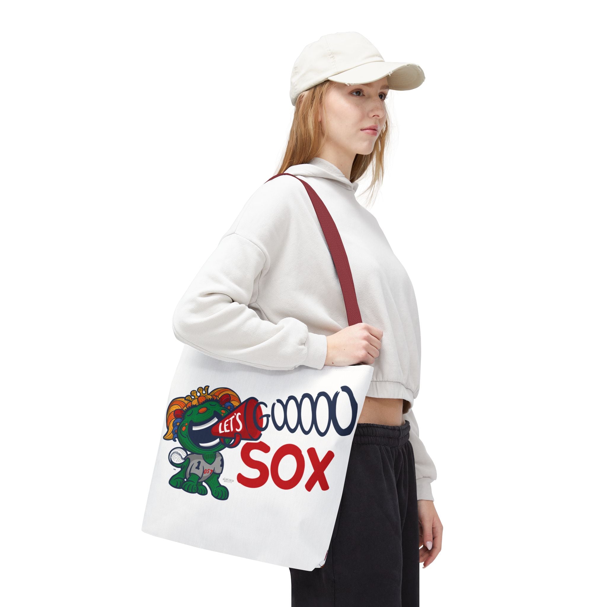 Boston Baseball Tote Bag Lil' Miss Tessie 'Let's Go' + Pattern | Hand-Drawn Art | Gifts for Parents