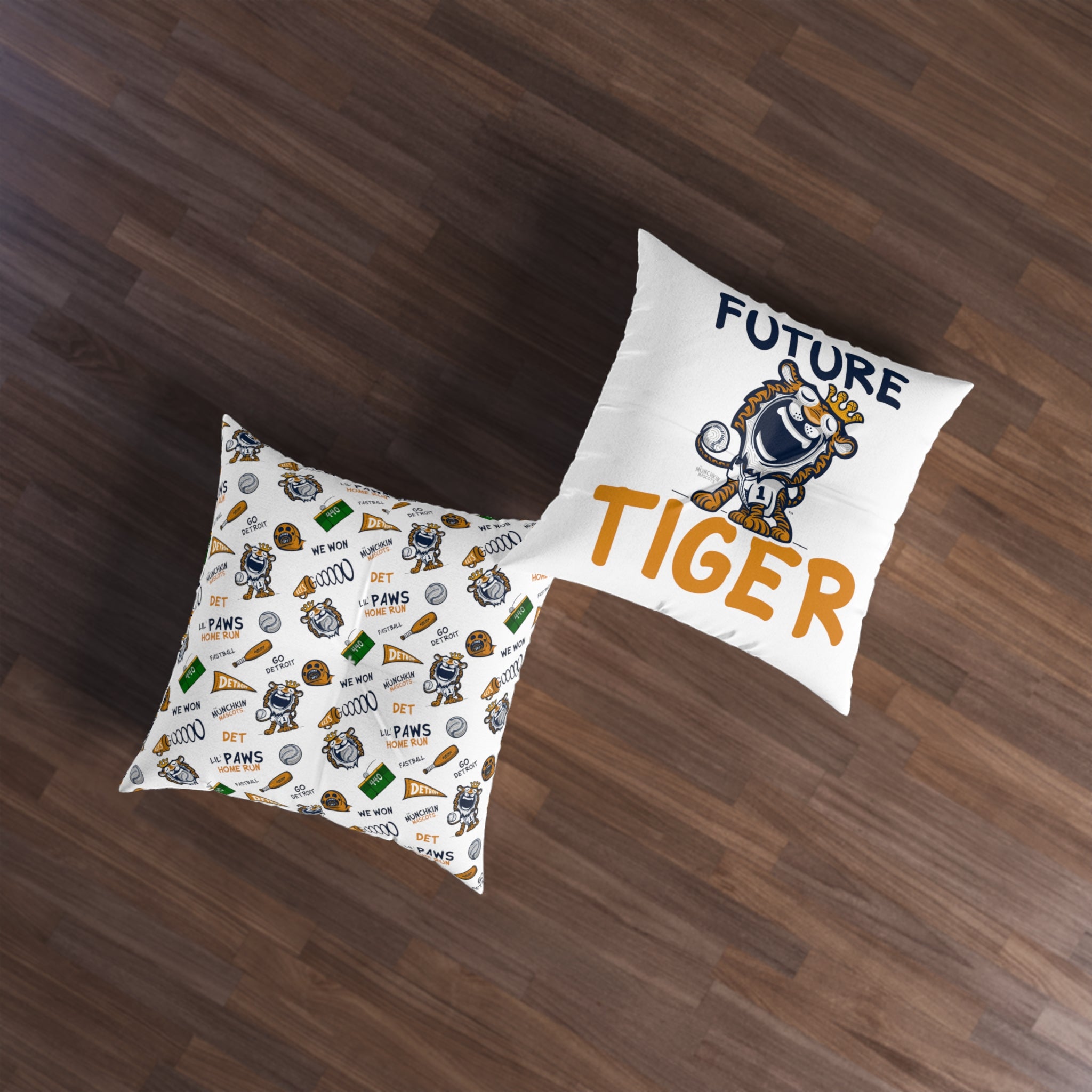 Tufted Floor Pillow, Square - Pattern + Future - Lil' Paws DET Baseball