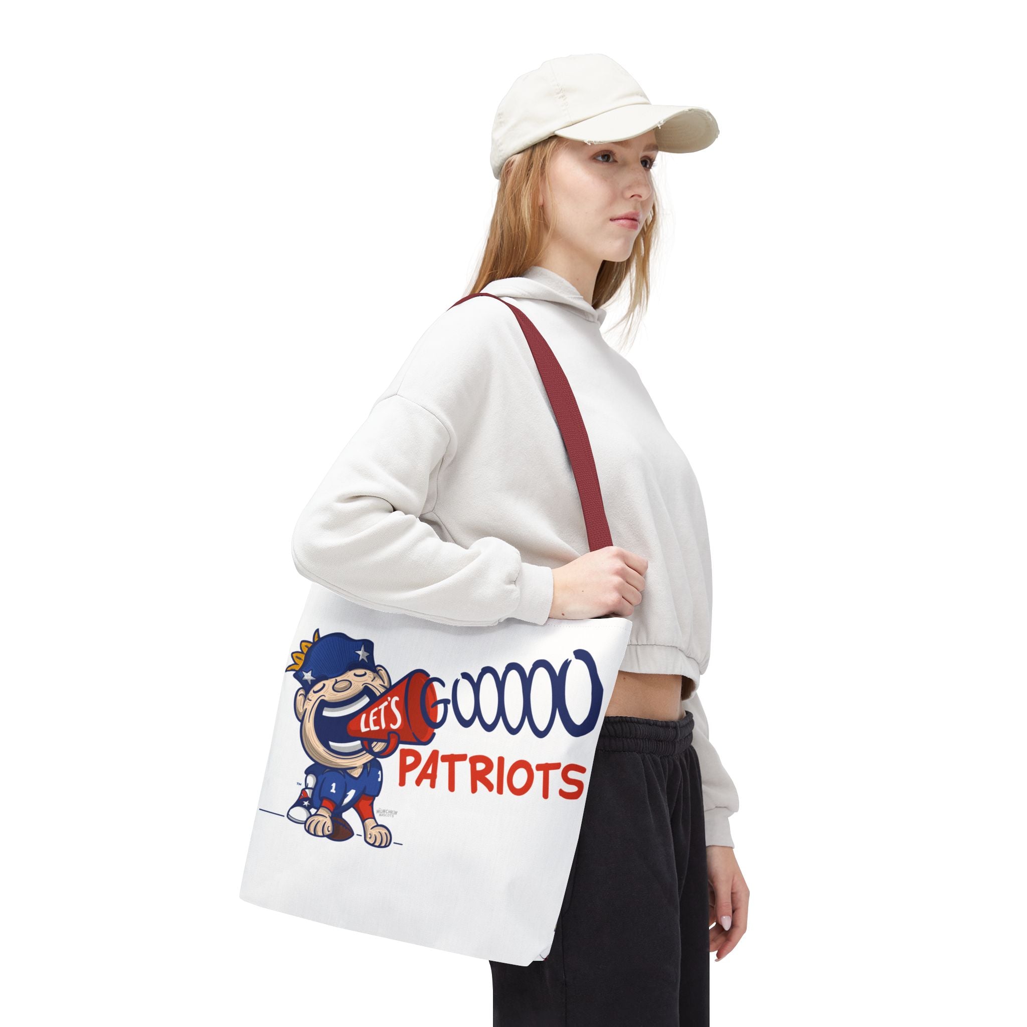 New England Football Tote Bag Lil' Pat 'Let's Go' + Pattern | Hand-Drawn Art | Gifts for Parents