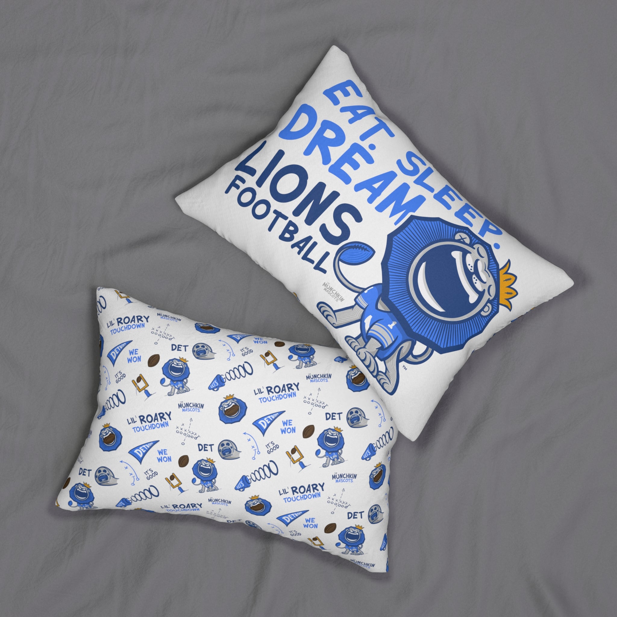 Spun Polyester Lumbar Pillow - Eat Sleep Dream -  Lil' Roary DET Football