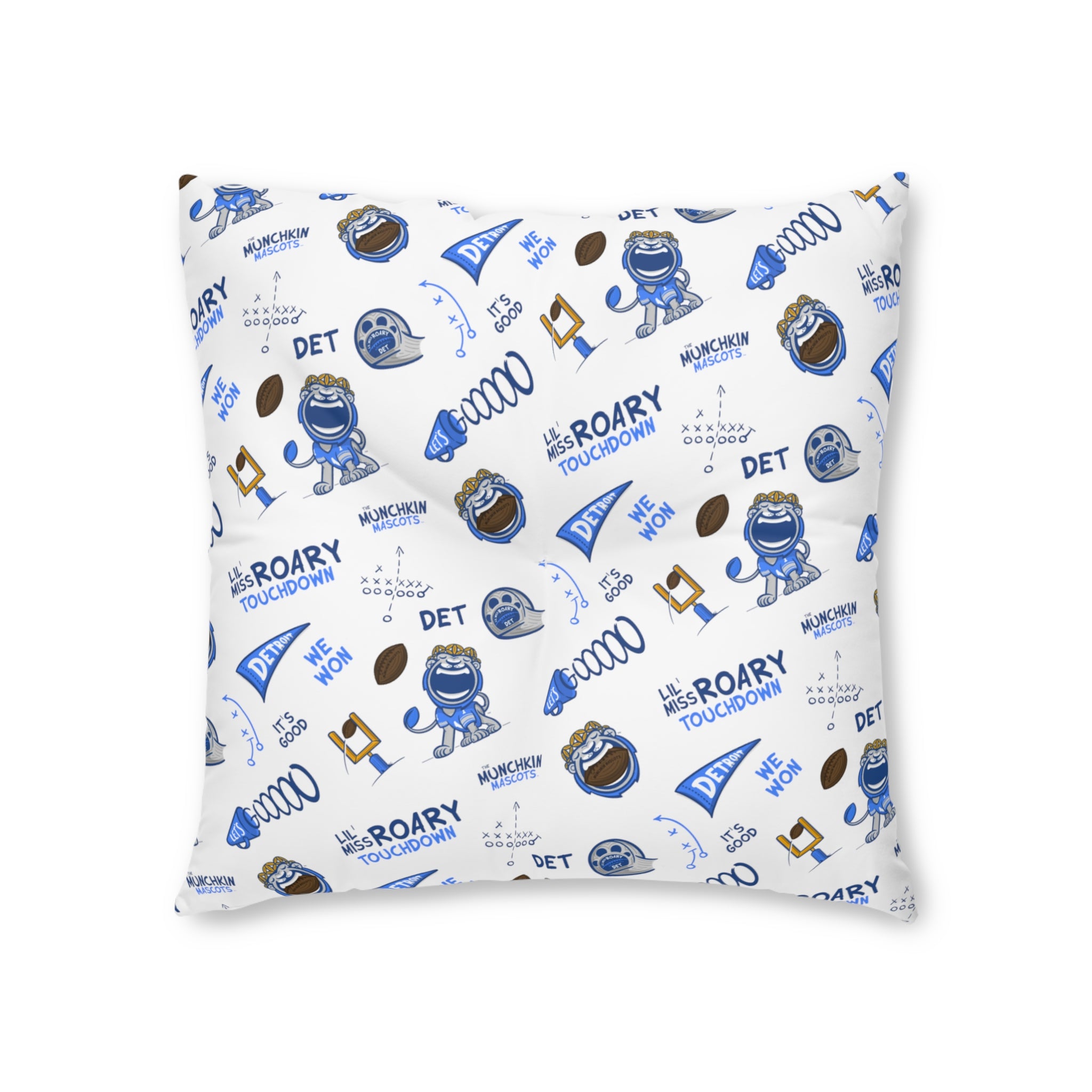 Tufted Floor Pillow, Square - Pattern + Future - Lil' Miss Roary DET Football