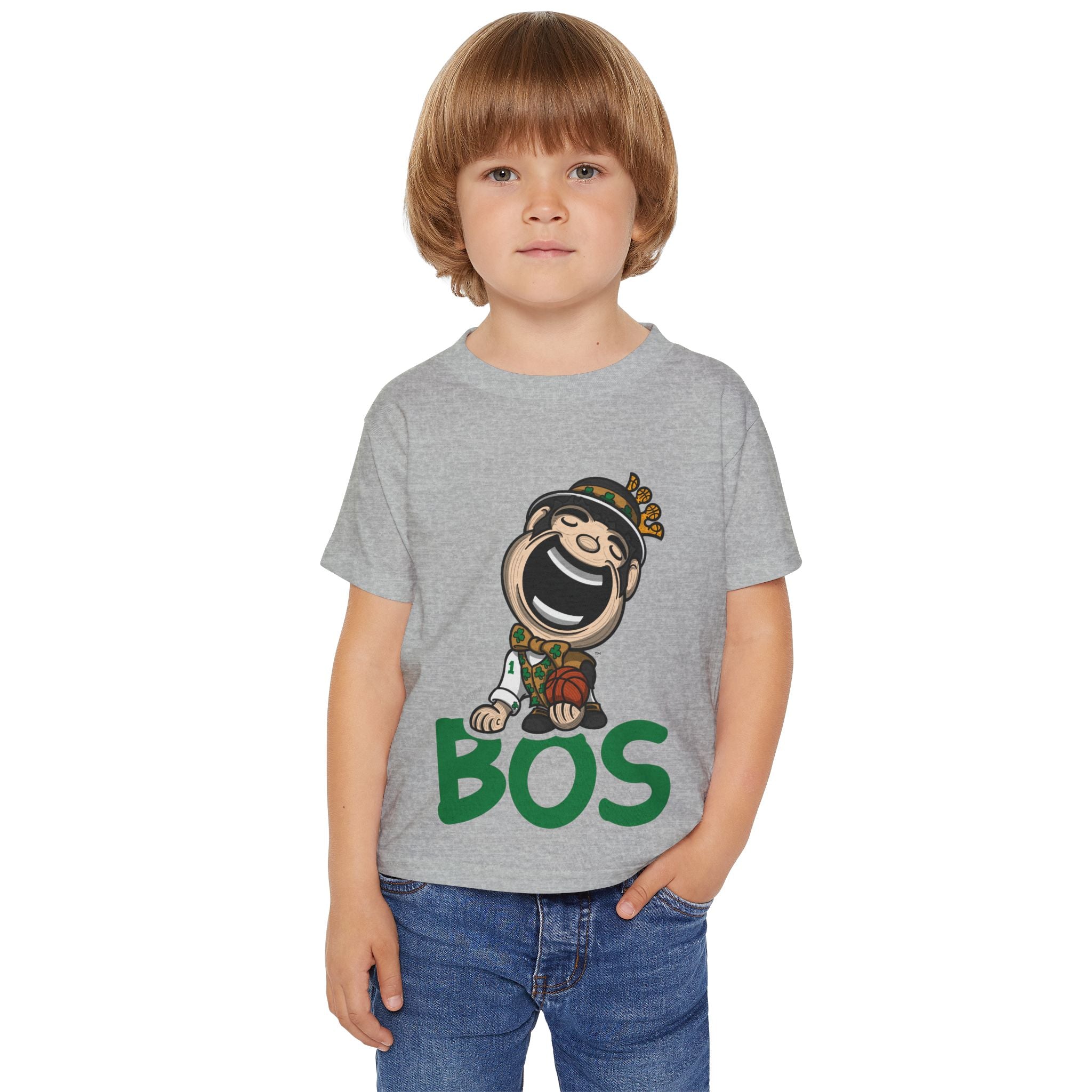 Boston Basketball Toddler Tshirt Lil' Lucky 'BOS' | Hand-Drawn Art | Gifts for Kids