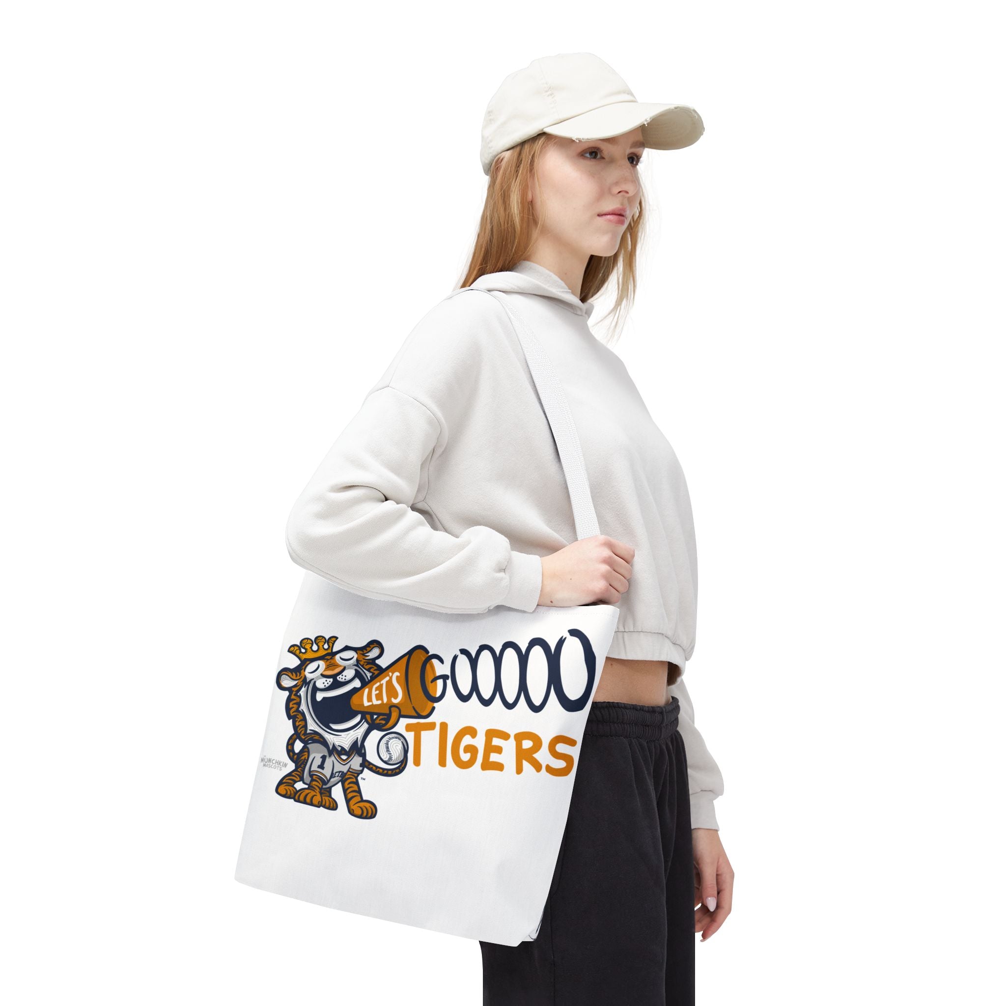 Detroit Tote Bag Lil' Paws Baseball 'Let's Go' DET + Pattern | Hand-Drawn Art | Gifts for Parents