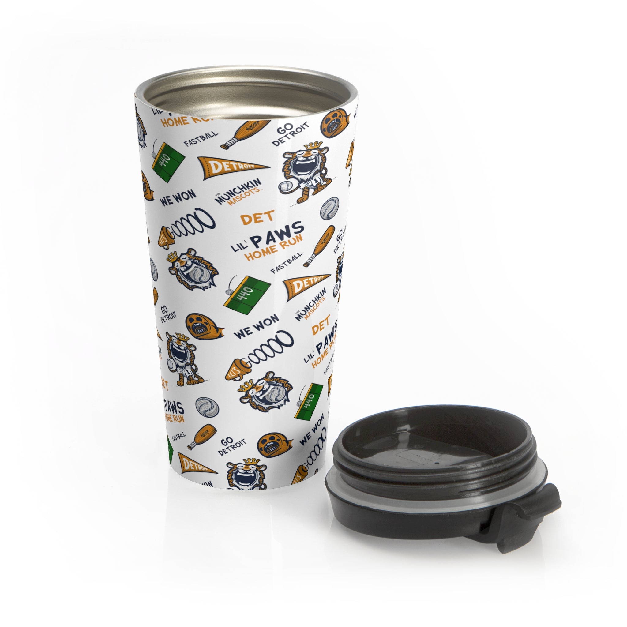 Stainless Steel Travel Mug - Lil' Paws DET Baseball