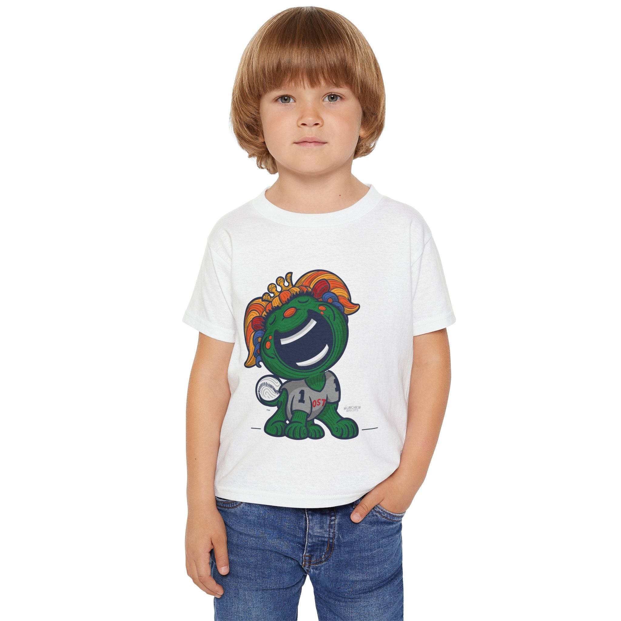 Boston Baseball Toddler Tshirt Lil' Miss Tessie 'Home/Away Mascot' | Hand-Drawn Art | Gifts for Kids
