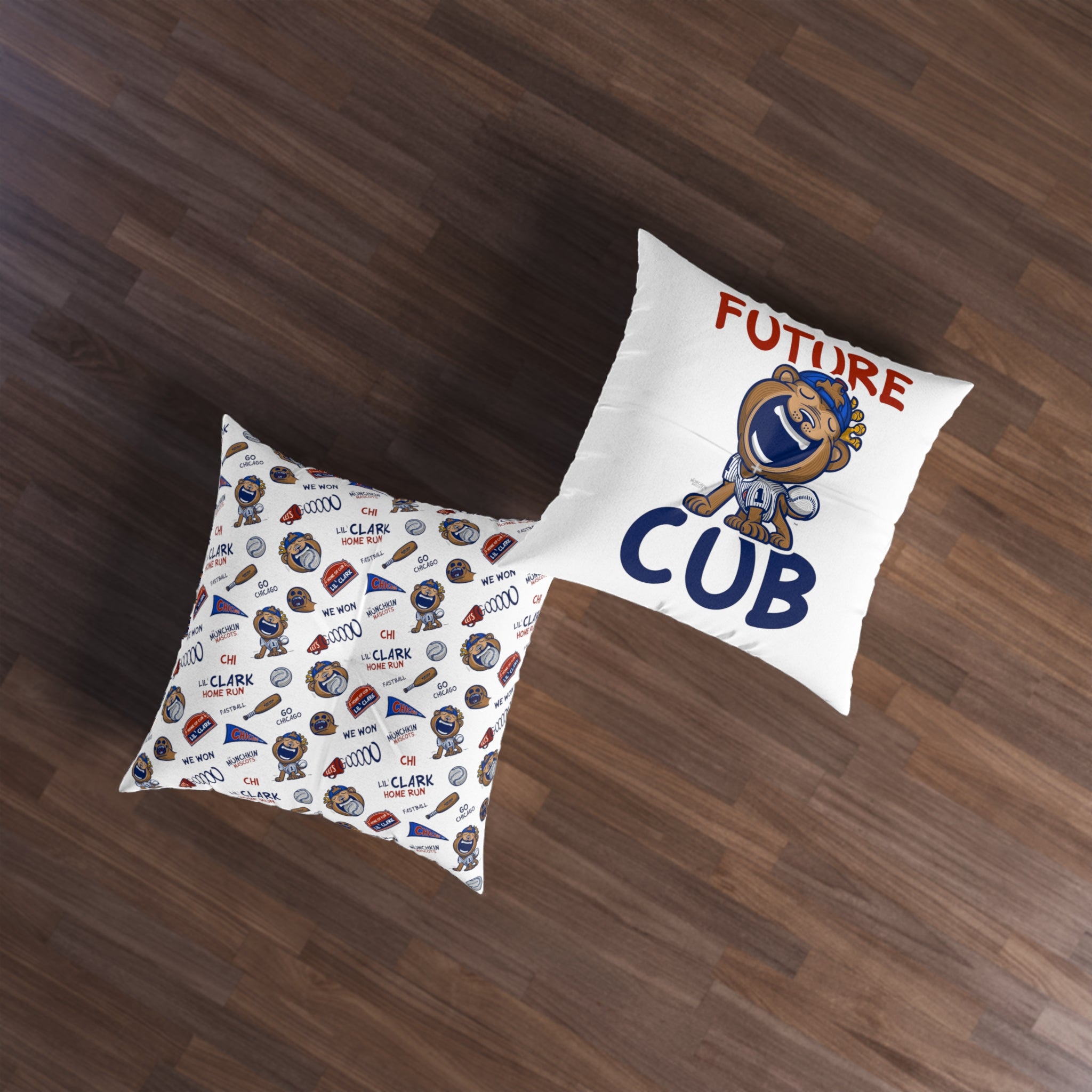 Tufted Floor Pillow, Square - Pattern + Future - Lil' Clark CHI Baseball