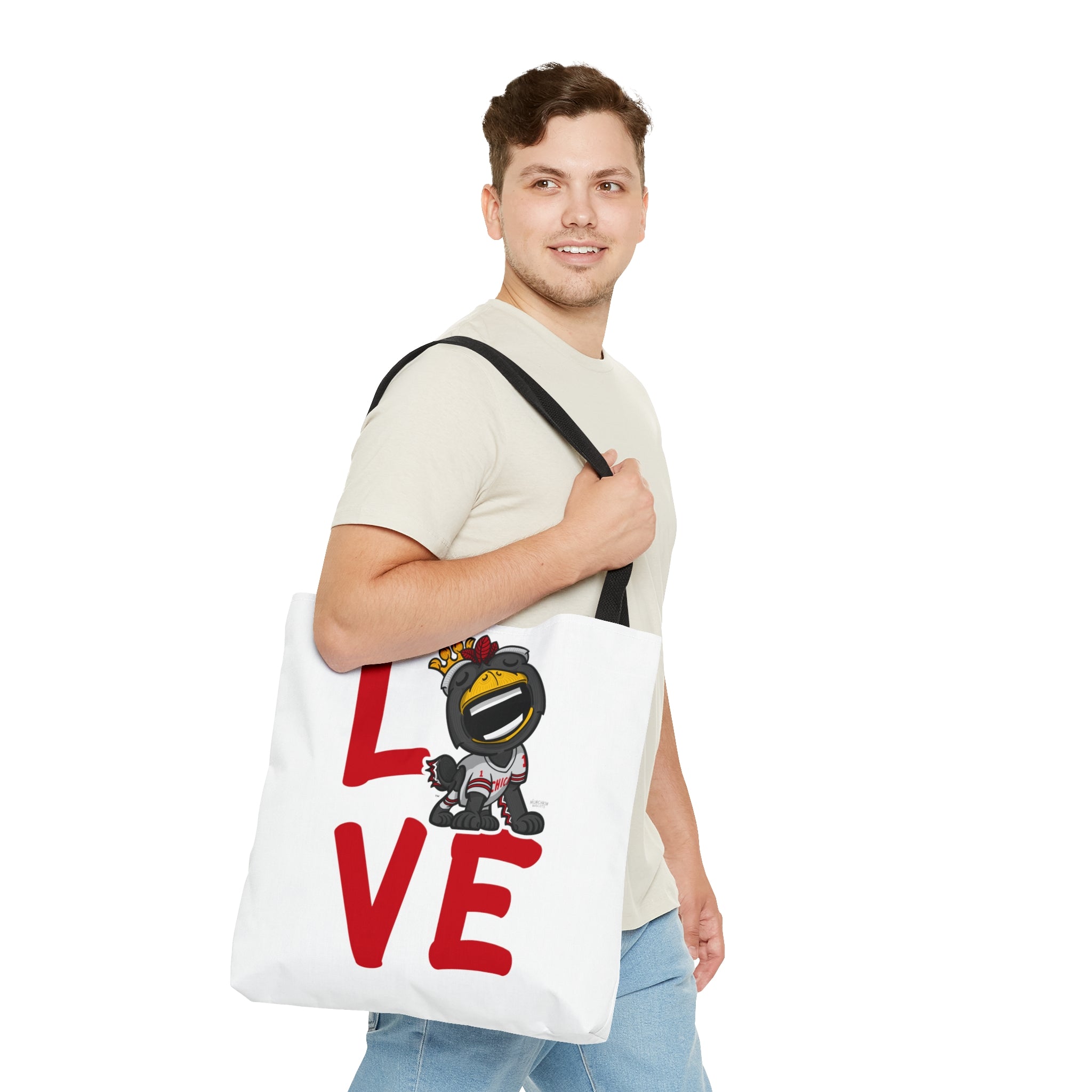 Tote Bag (AOP) - LOVE + Lets Go - Lil' Tommy CHI Hockey